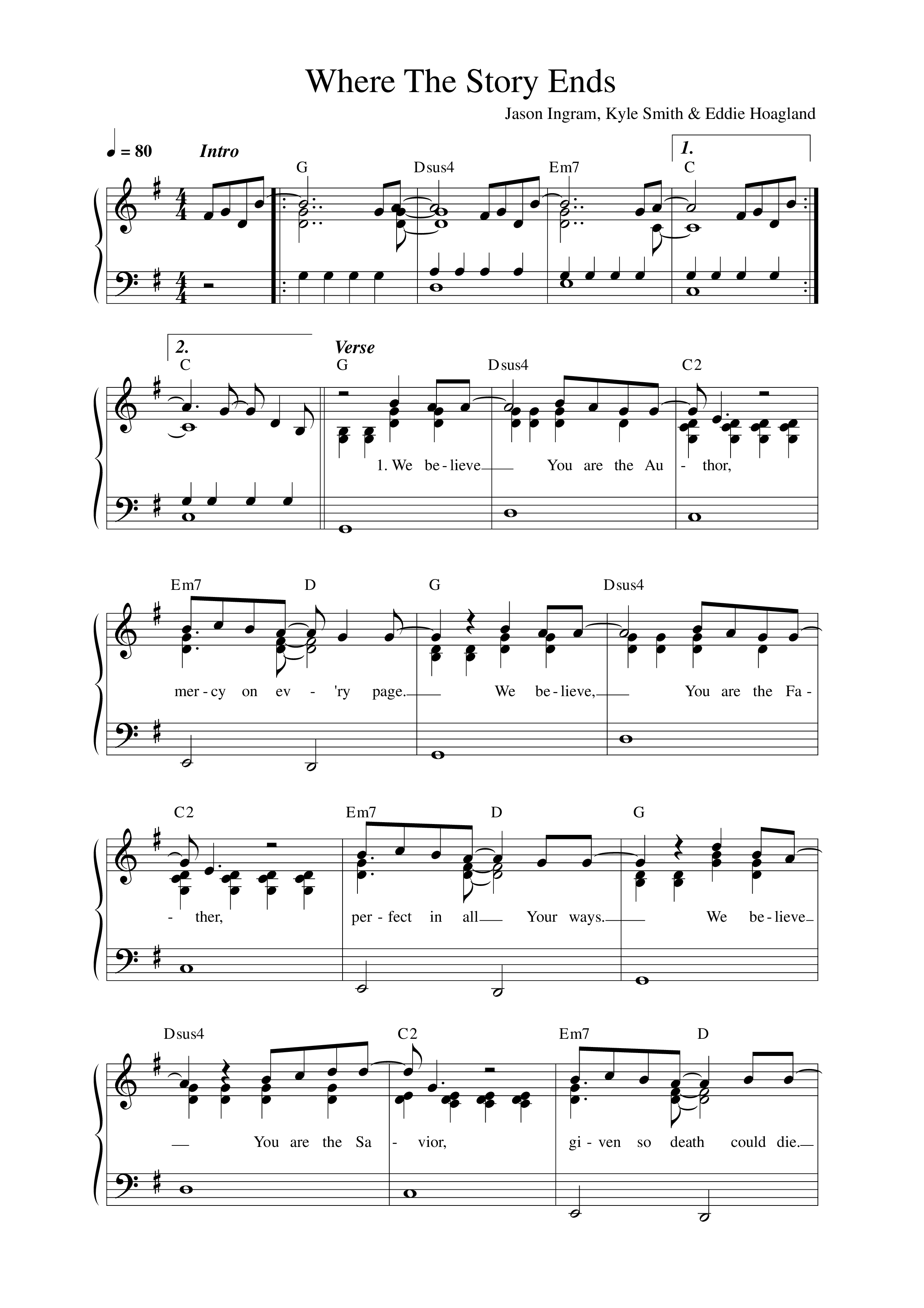 Where The Story Ends (Live) Lead Sheet Melody (New Life Worship / Kyle Smith)