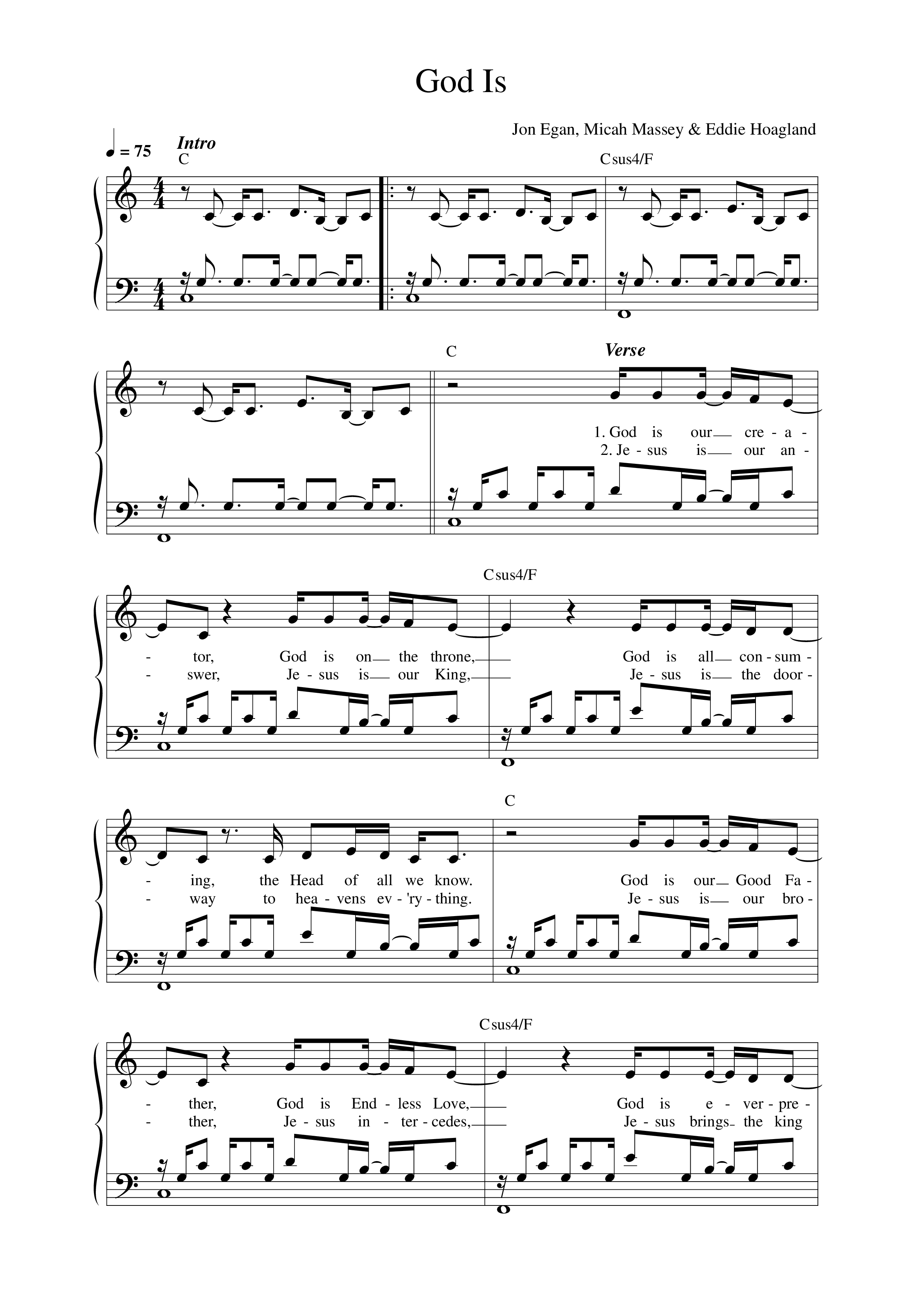 God Is (Live) Lead Sheet Melody (New Life Worship / Jon Egan)