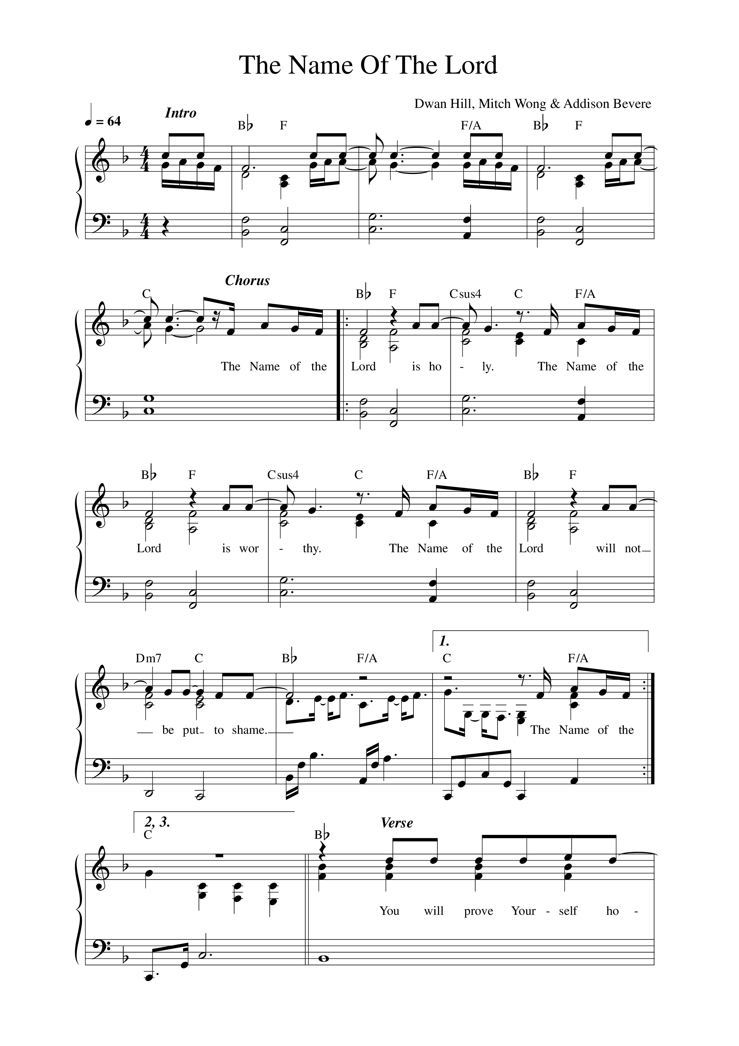 The Name Of The Lord (REVERE Unscripted) Lead Sheet Melody (REVERE / Mitch Wong / Becca Folkes)