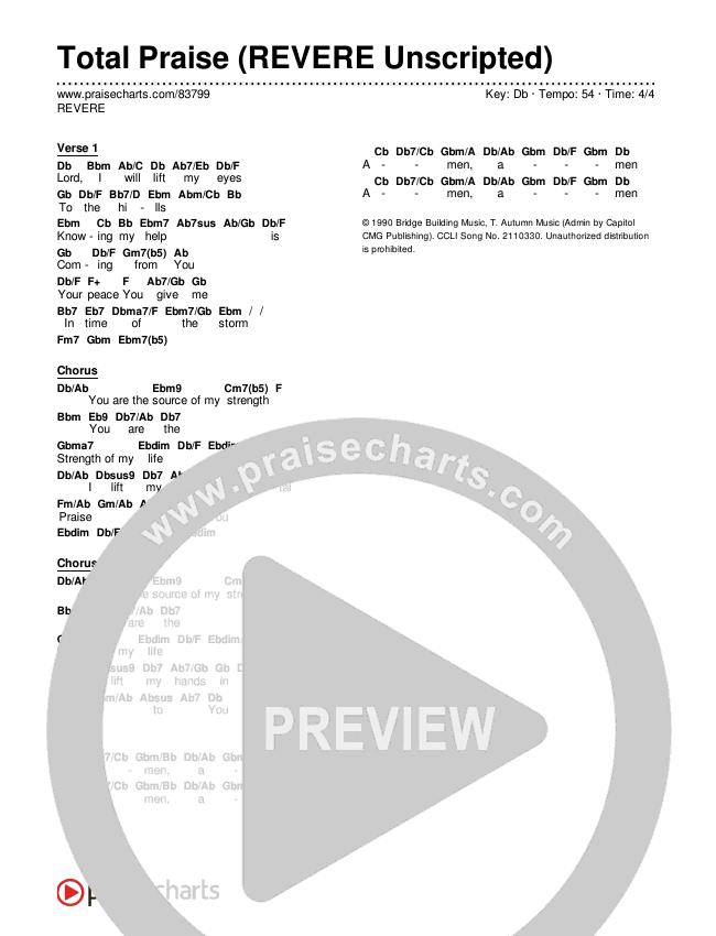 Total Praise (REVERE Unscripted) Chord Chart (REVERE)