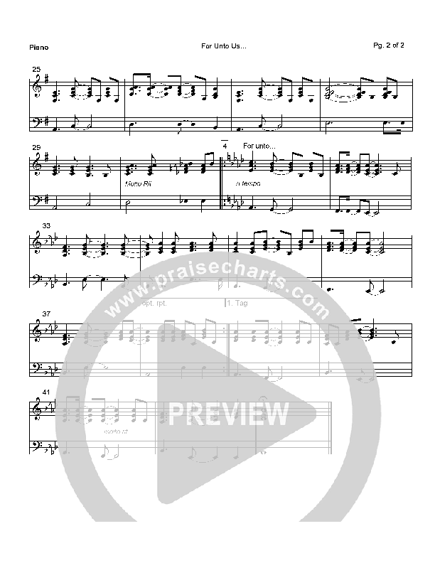 For Unto Us Piano Sheet (Mark Cole)