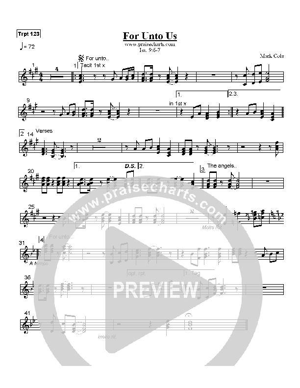 For Unto Us Trumpet 1/2/3 (Mark Cole)