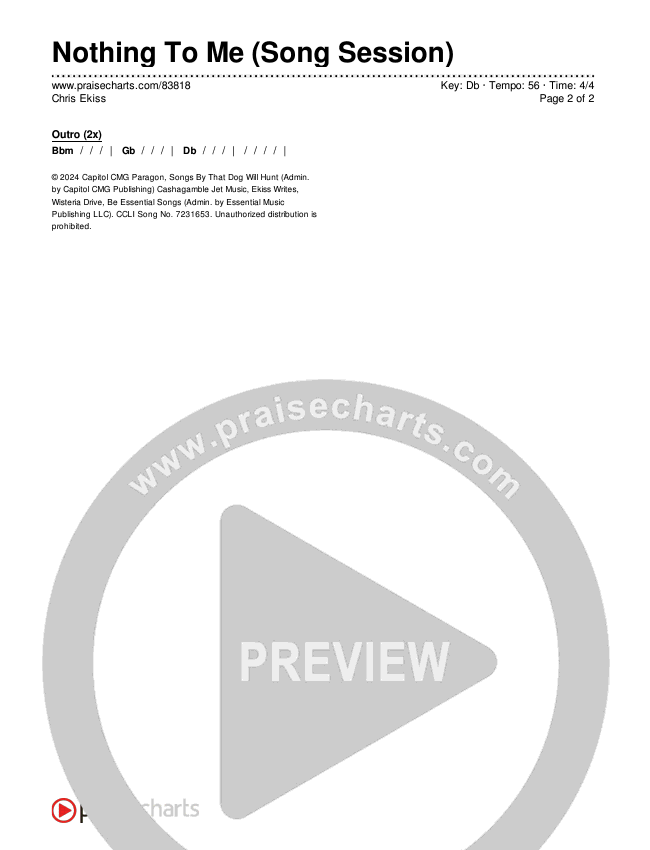 Nothing To Me (Song Session) Chords & Lyrics (Chris Ekiss)