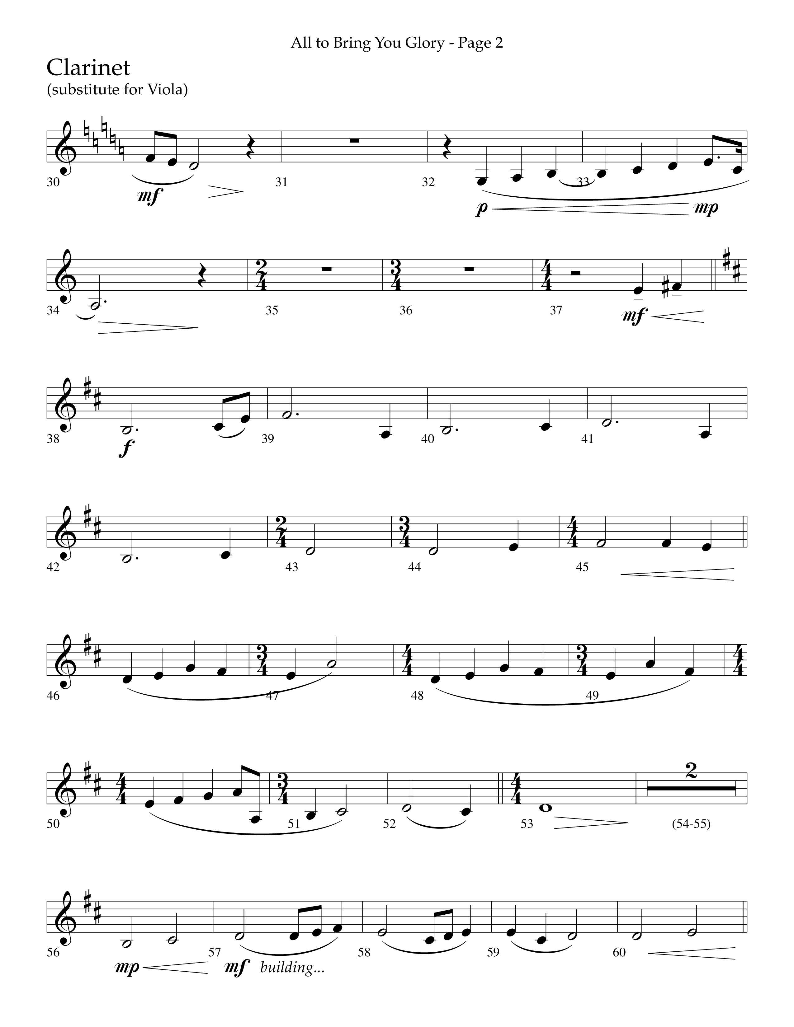 All To Bring You Glory (Choral Anthem SATB) Clarinet (Lifeway Choral / Arr. Cliff Duren)