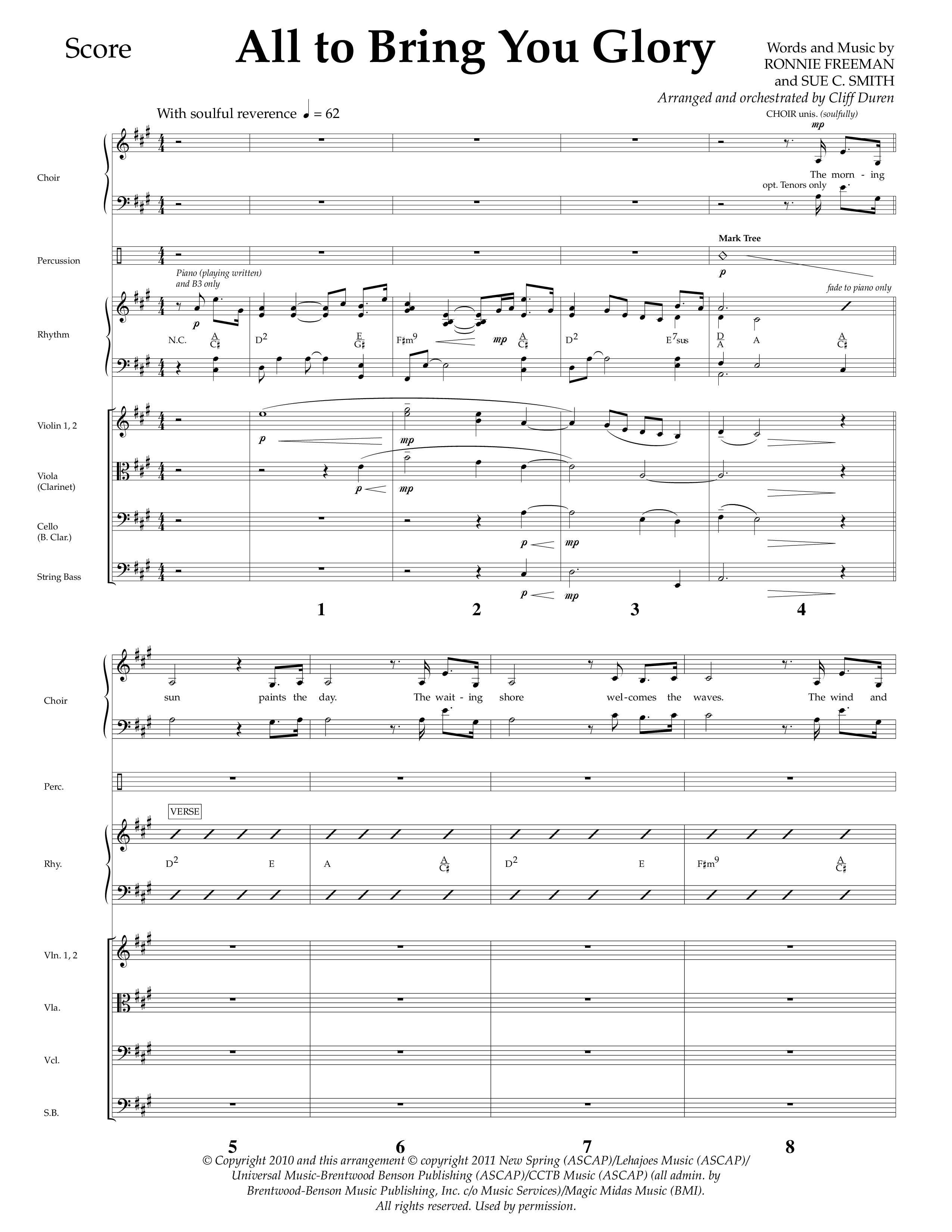 All To Bring You Glory (Choral Anthem SATB) Orchestration (Lifeway Choral / Arr. Cliff Duren)