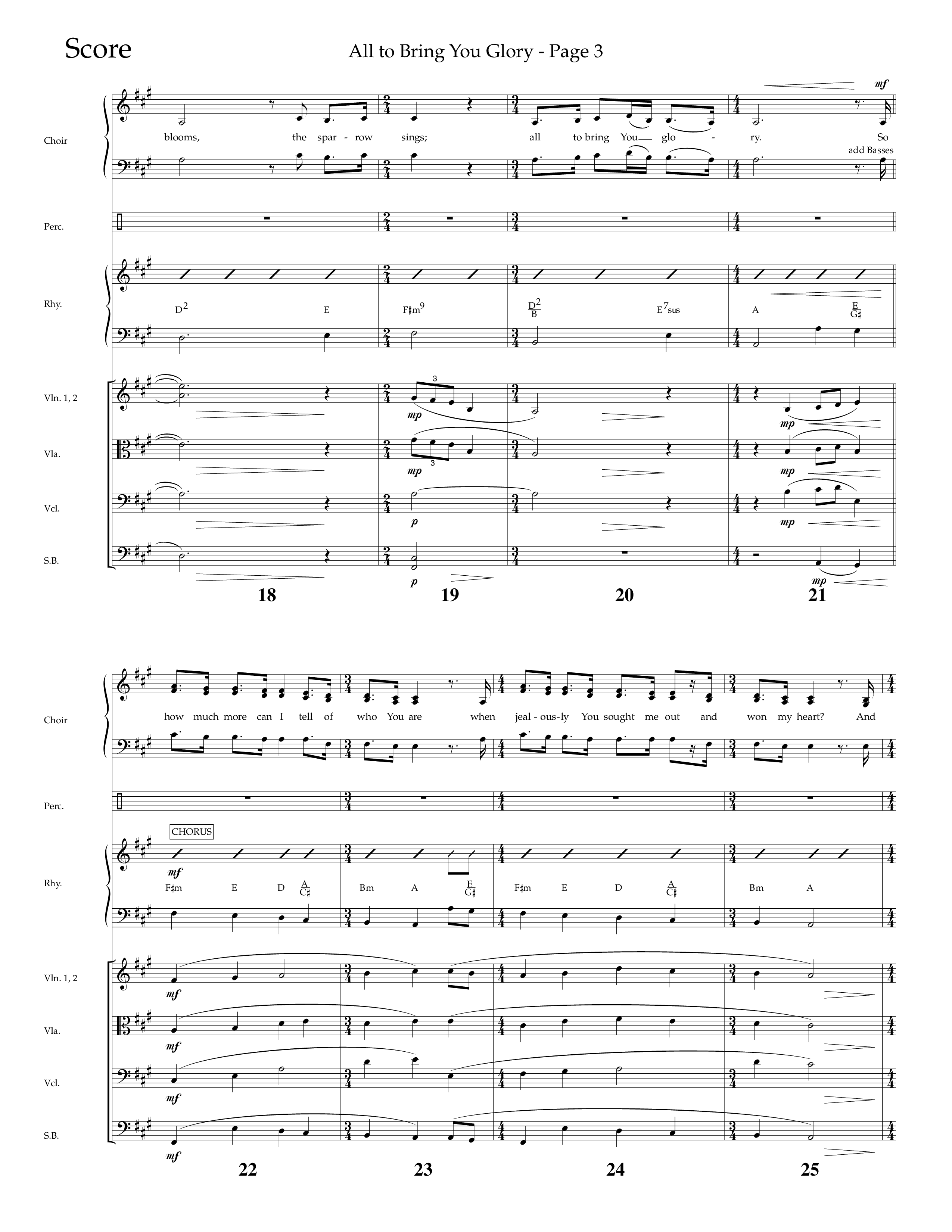 All To Bring You Glory (Choral Anthem SATB) Orchestration (Lifeway Choral / Arr. Cliff Duren)