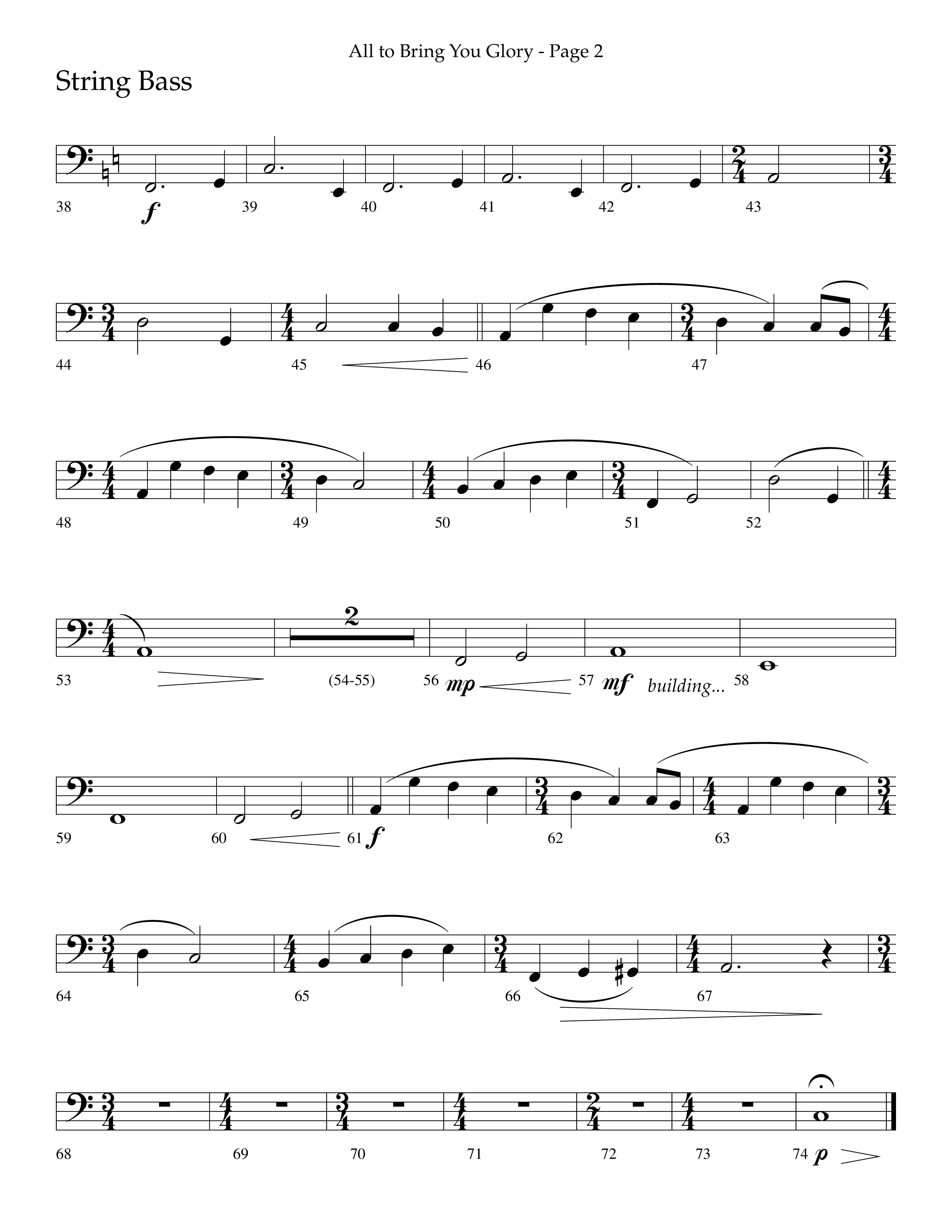 All To Bring You Glory (Choral Anthem SATB) String Bass (Lifeway Choral / Arr. Cliff Duren)