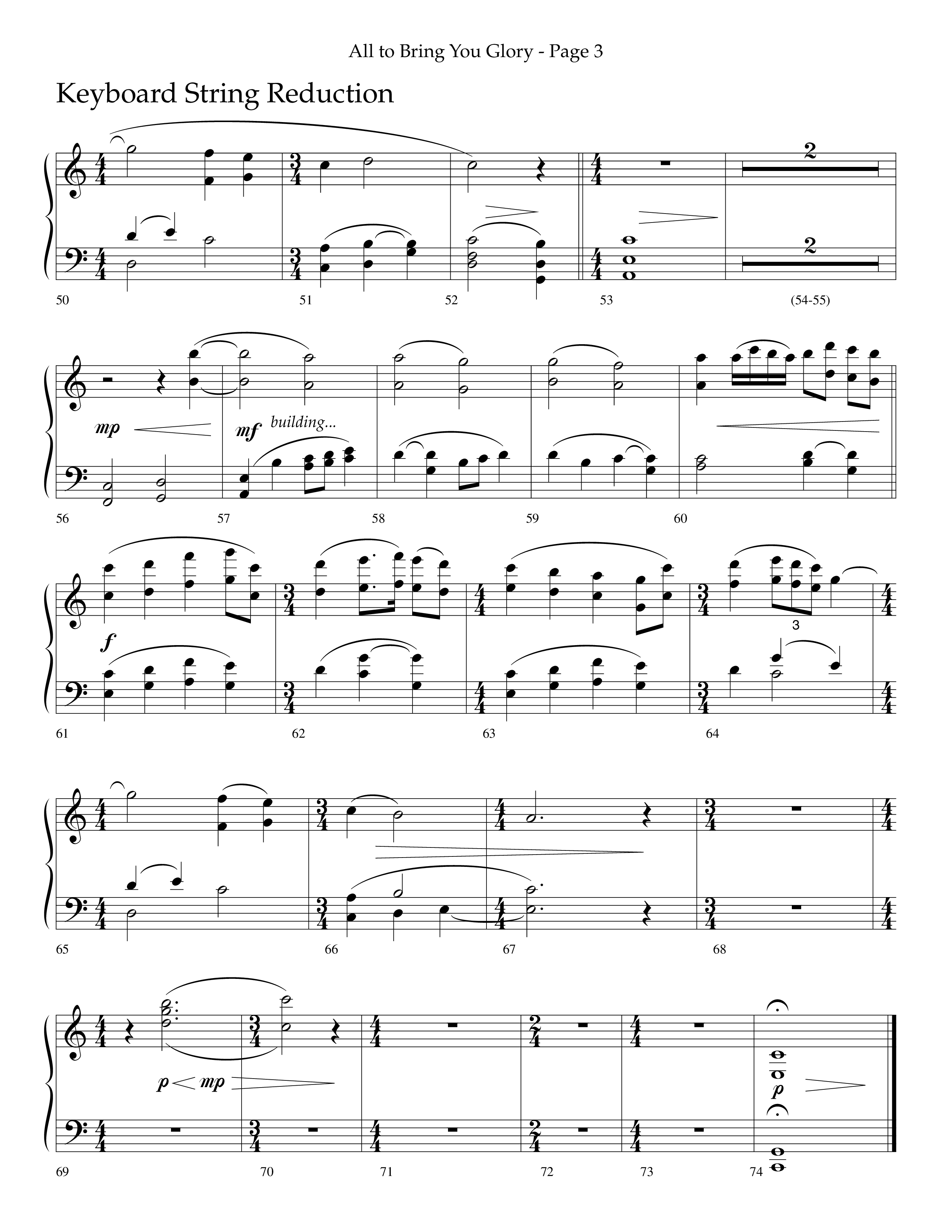 All To Bring You Glory (Choral Anthem SATB) String Reduction (Lifeway Choral / Arr. Cliff Duren)