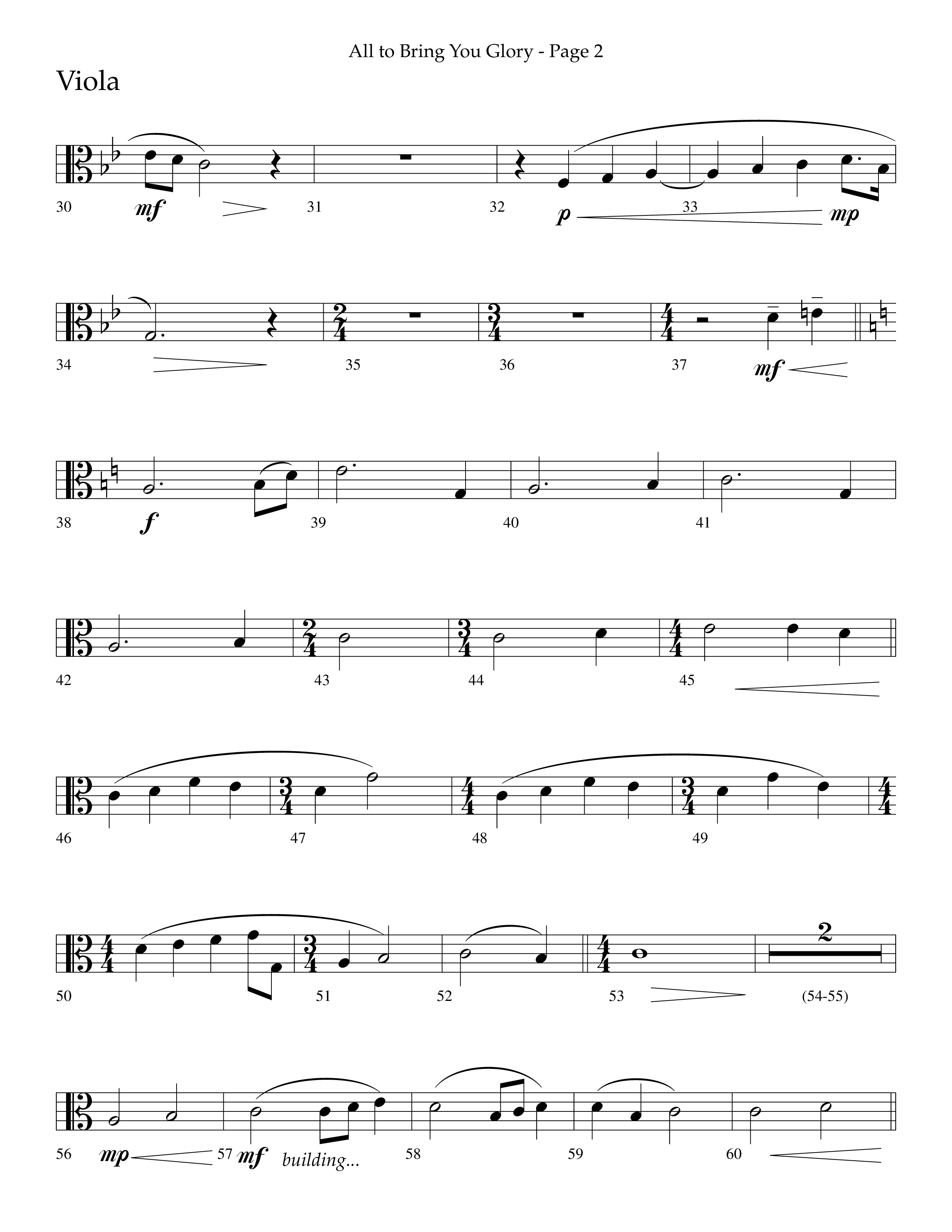 All To Bring You Glory (Choral Anthem SATB) Viola (Lifeway Choral / Arr. Cliff Duren)