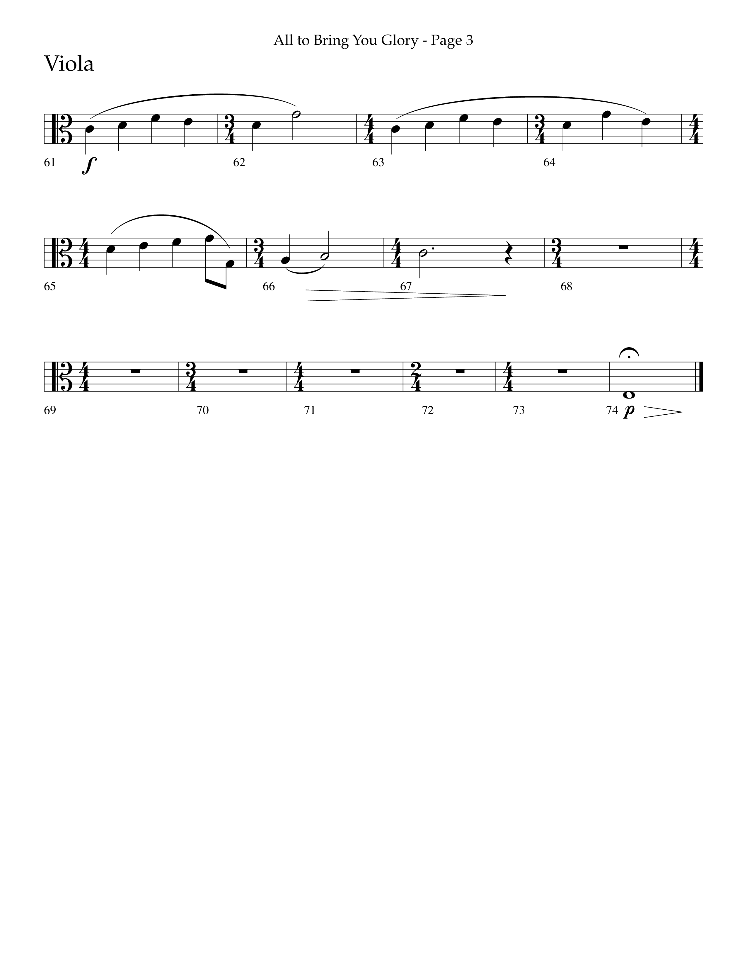 All To Bring You Glory (Choral Anthem SATB) Viola (Lifeway Choral / Arr. Cliff Duren)