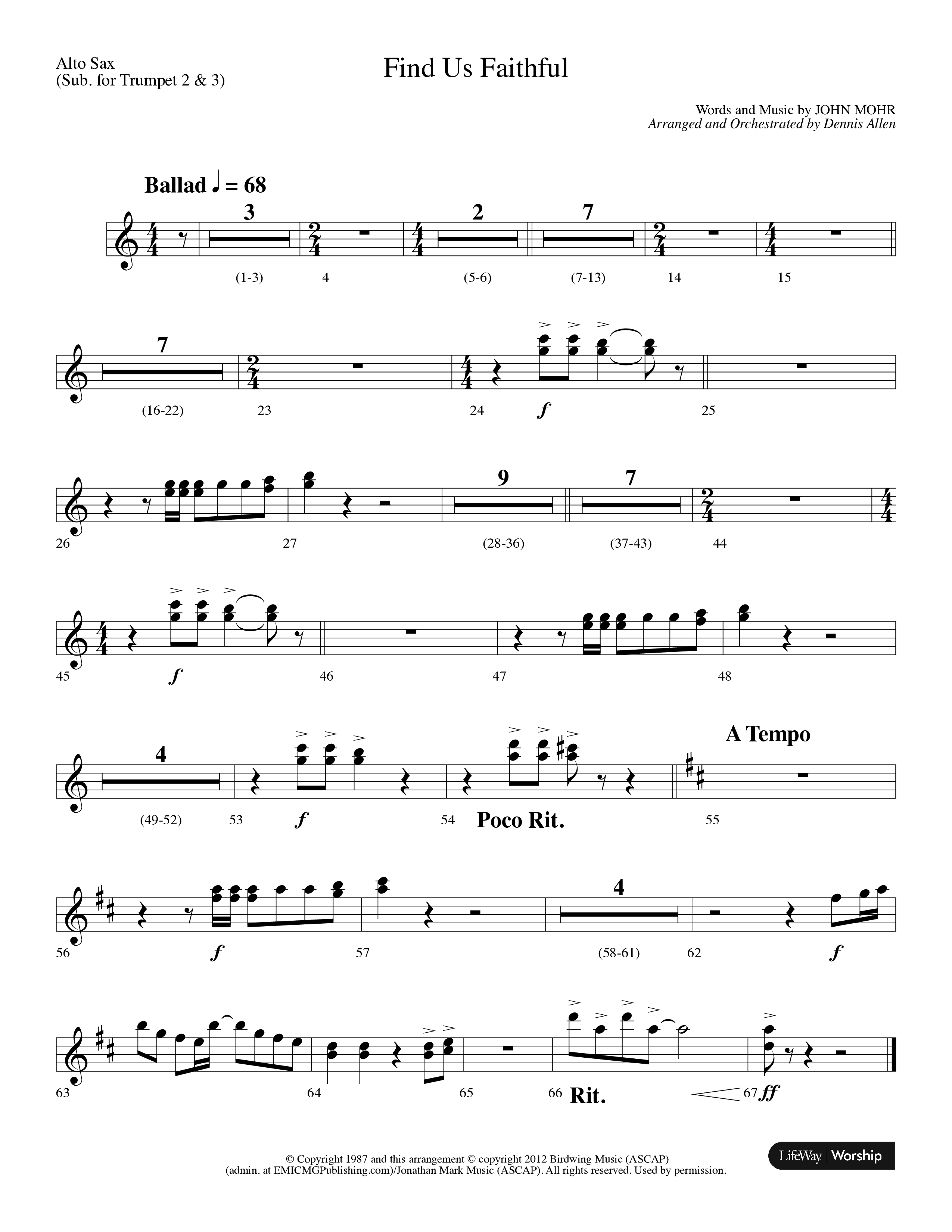 Find Us Faithful (Choral Anthem SATB) Alto Sax (Lifeway Choral / Arr. Dennis Allen)