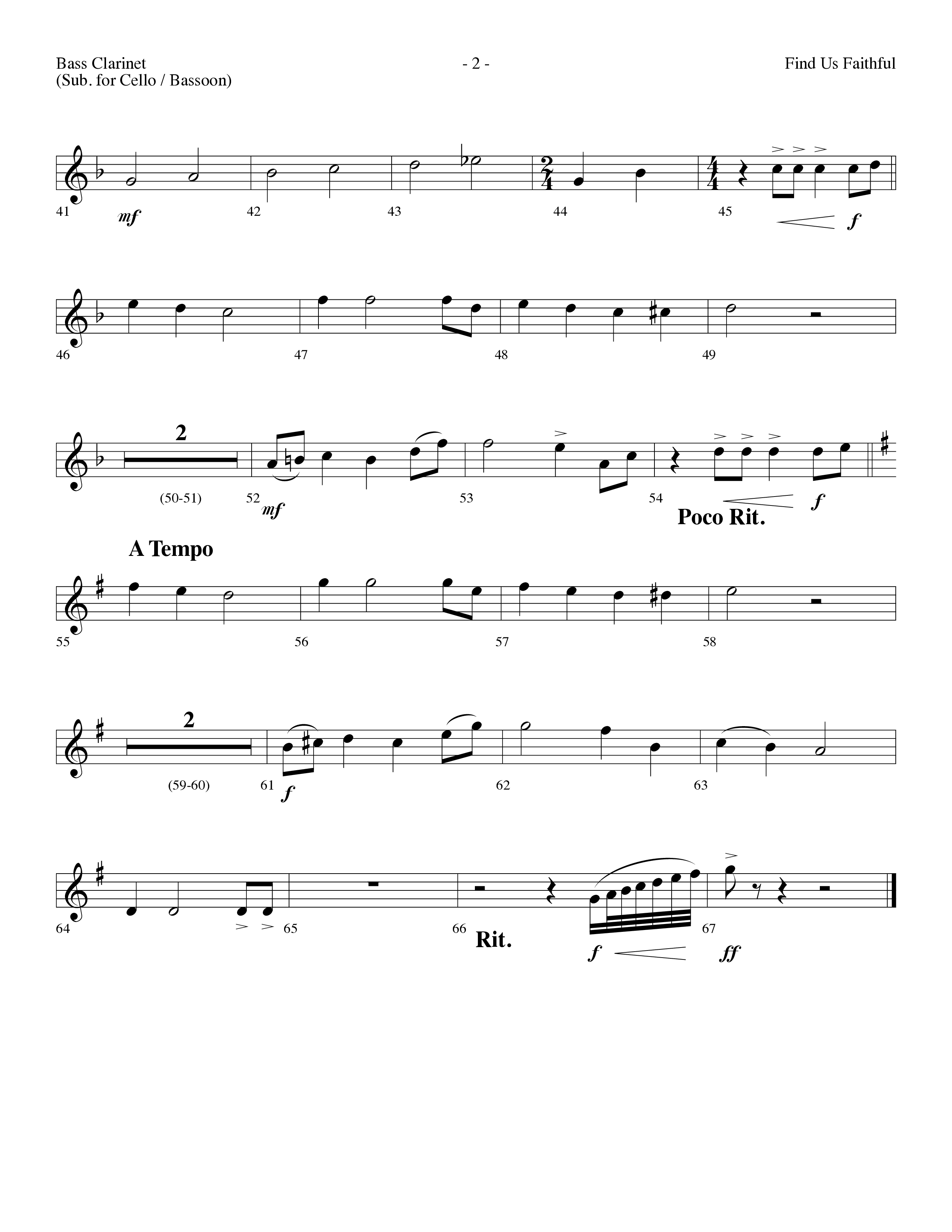 Find Us Faithful (Choral Anthem SATB) Bass Clarinet (Lifeway Choral / Arr. Dennis Allen)