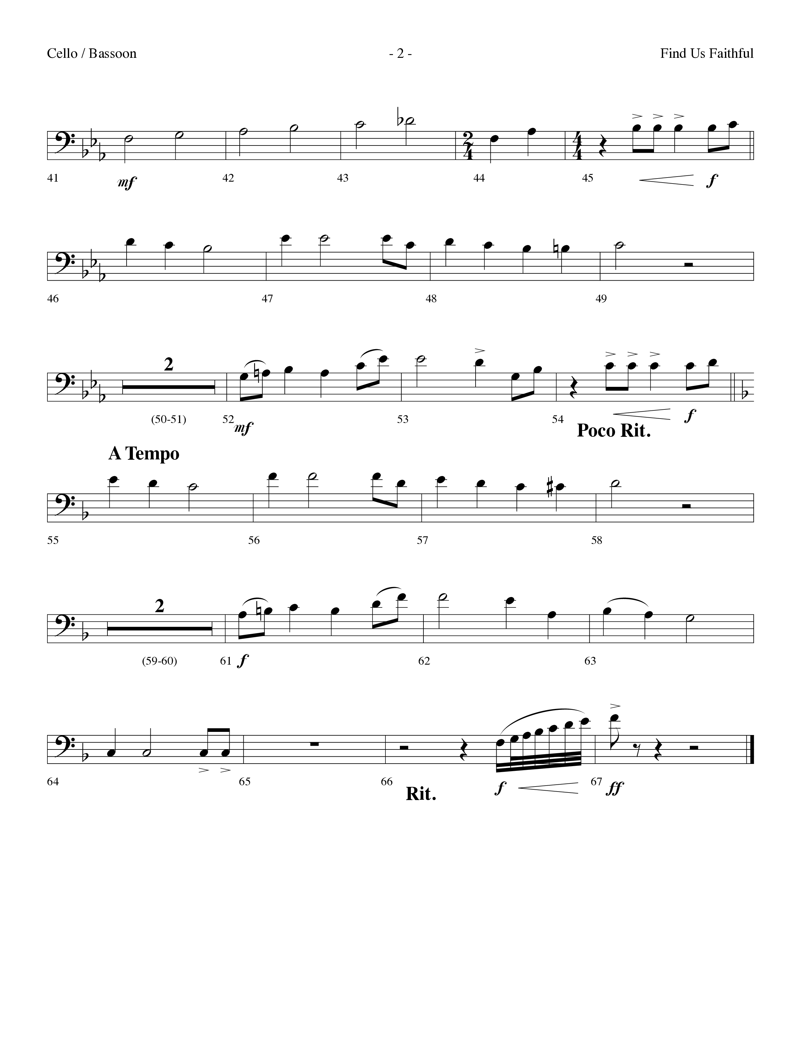 Find Us Faithful (Choral Anthem SATB) Cello (Lifeway Choral / Arr. Dennis Allen)