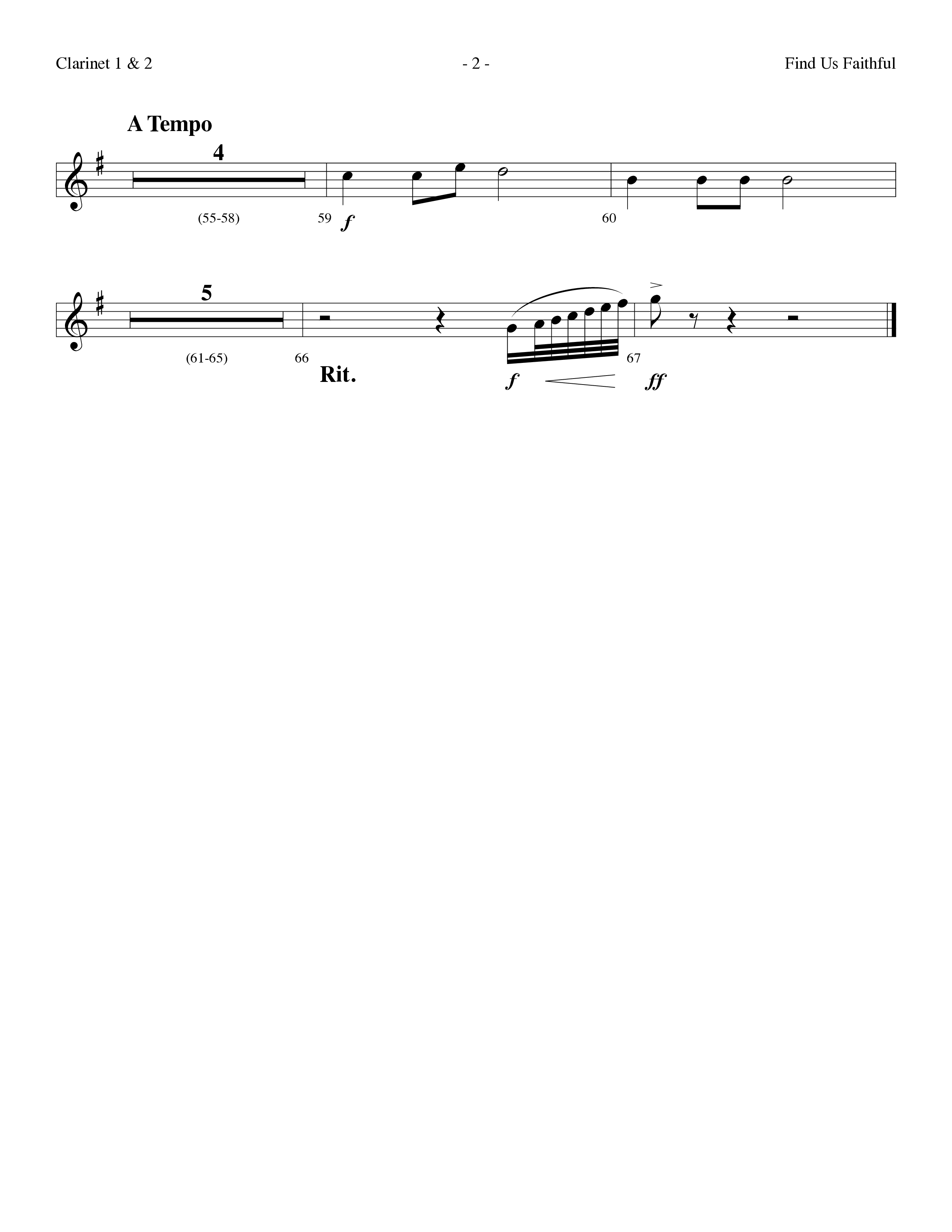Find Us Faithful (Choral Anthem SATB) Clarinet 1/2 (Lifeway Choral / Arr. Dennis Allen)