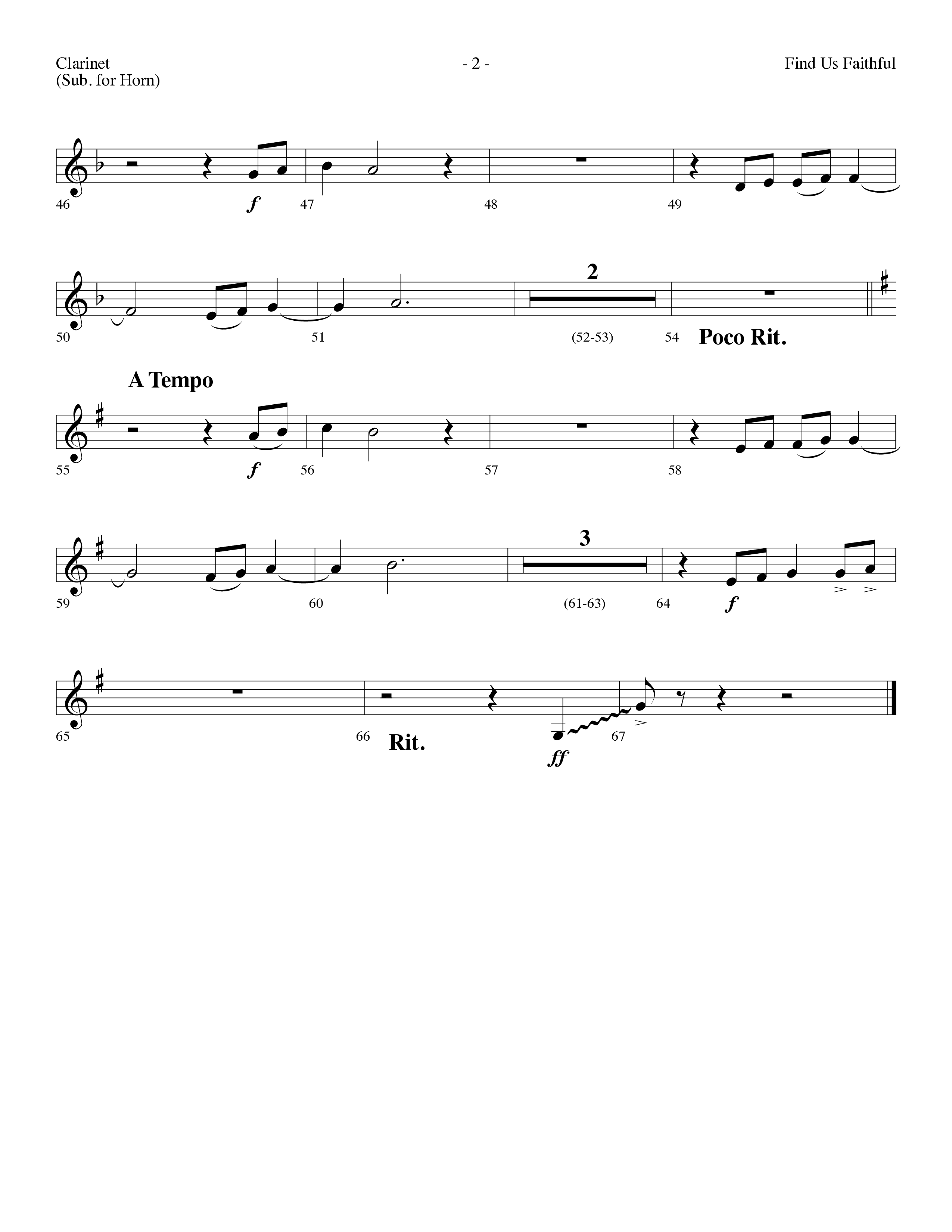 Find Us Faithful (Choral Anthem SATB) Clarinet (Lifeway Choral / Arr. Dennis Allen)