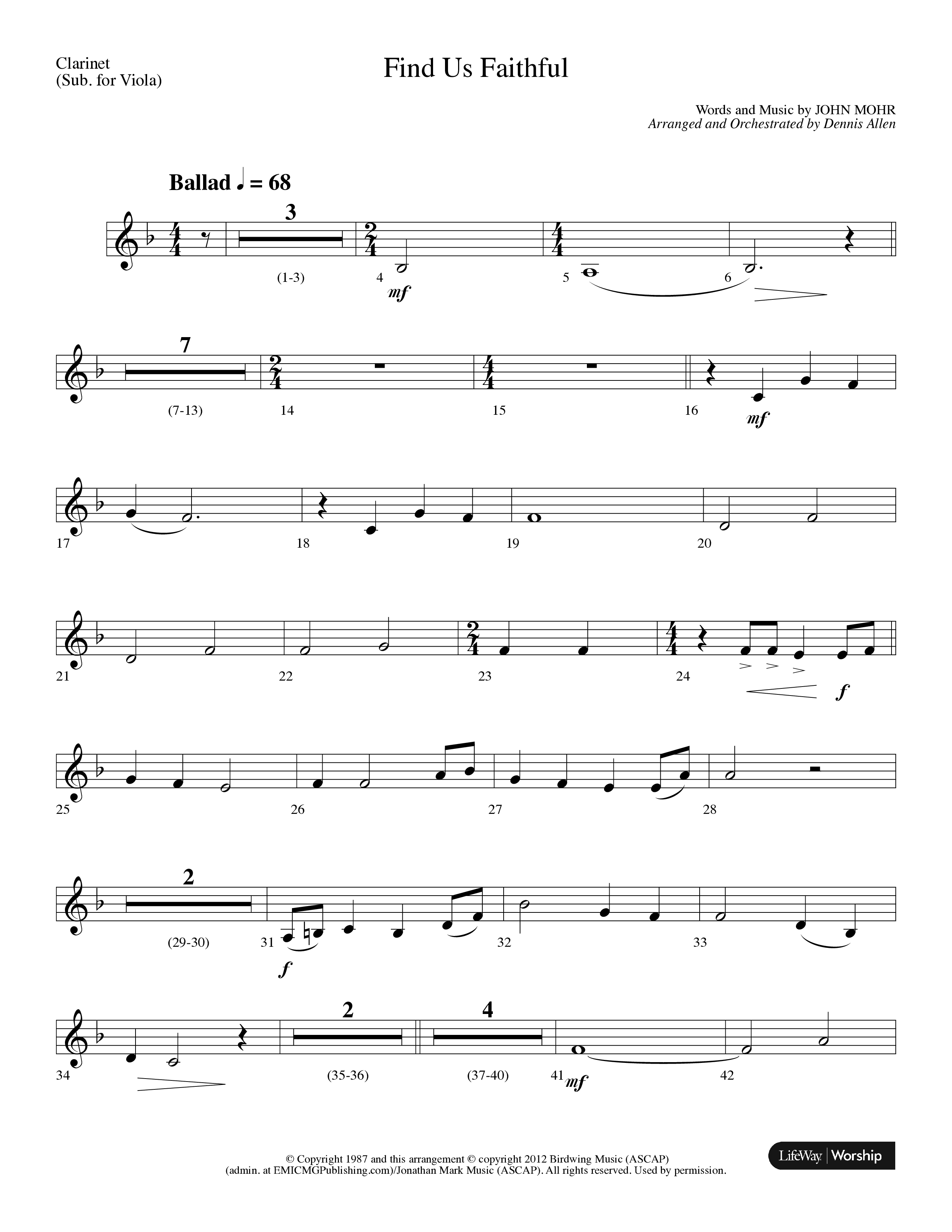 Find Us Faithful (Choral Anthem SATB) Clarinet (Lifeway Choral / Arr. Dennis Allen)