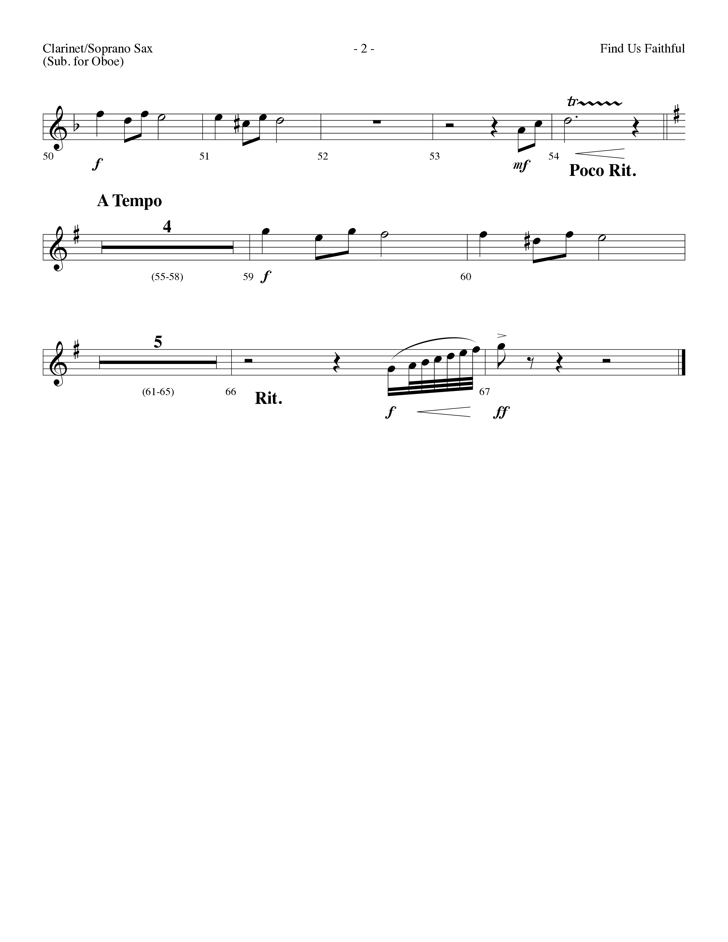 Find Us Faithful (Choral Anthem SATB) Clarinet/Soprano Sax (Lifeway Choral / Arr. Dennis Allen)