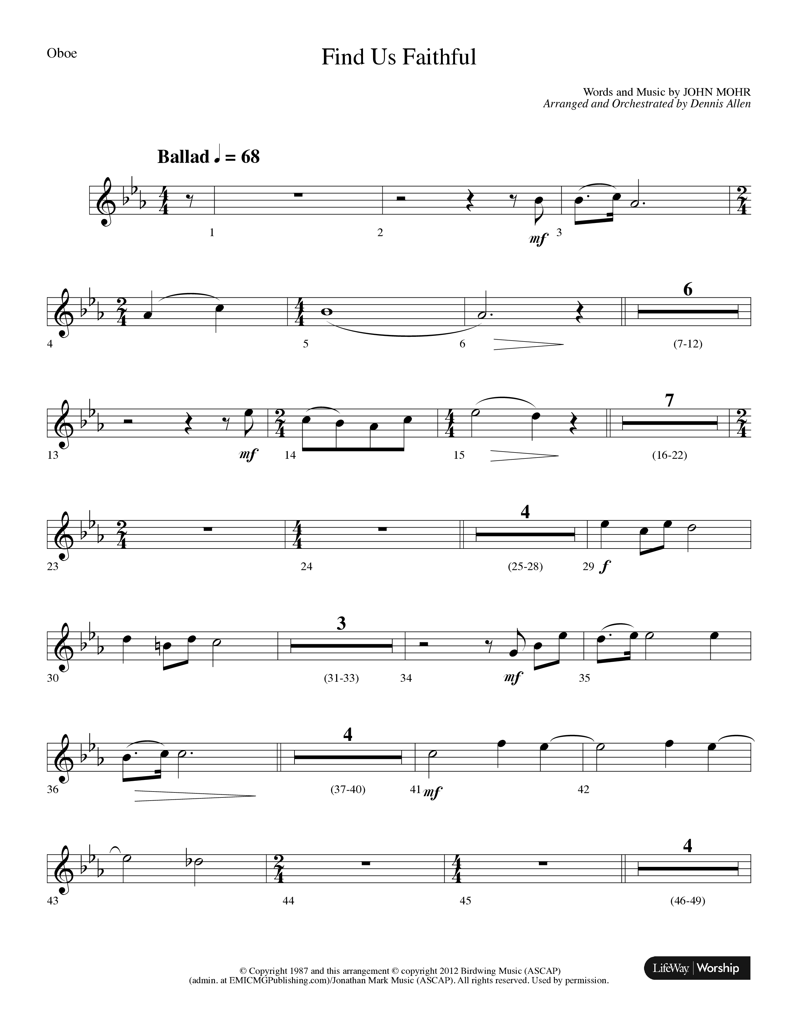 Find Us Faithful (Choral Anthem SATB) Oboe (Lifeway Choral / Arr. Dennis Allen)