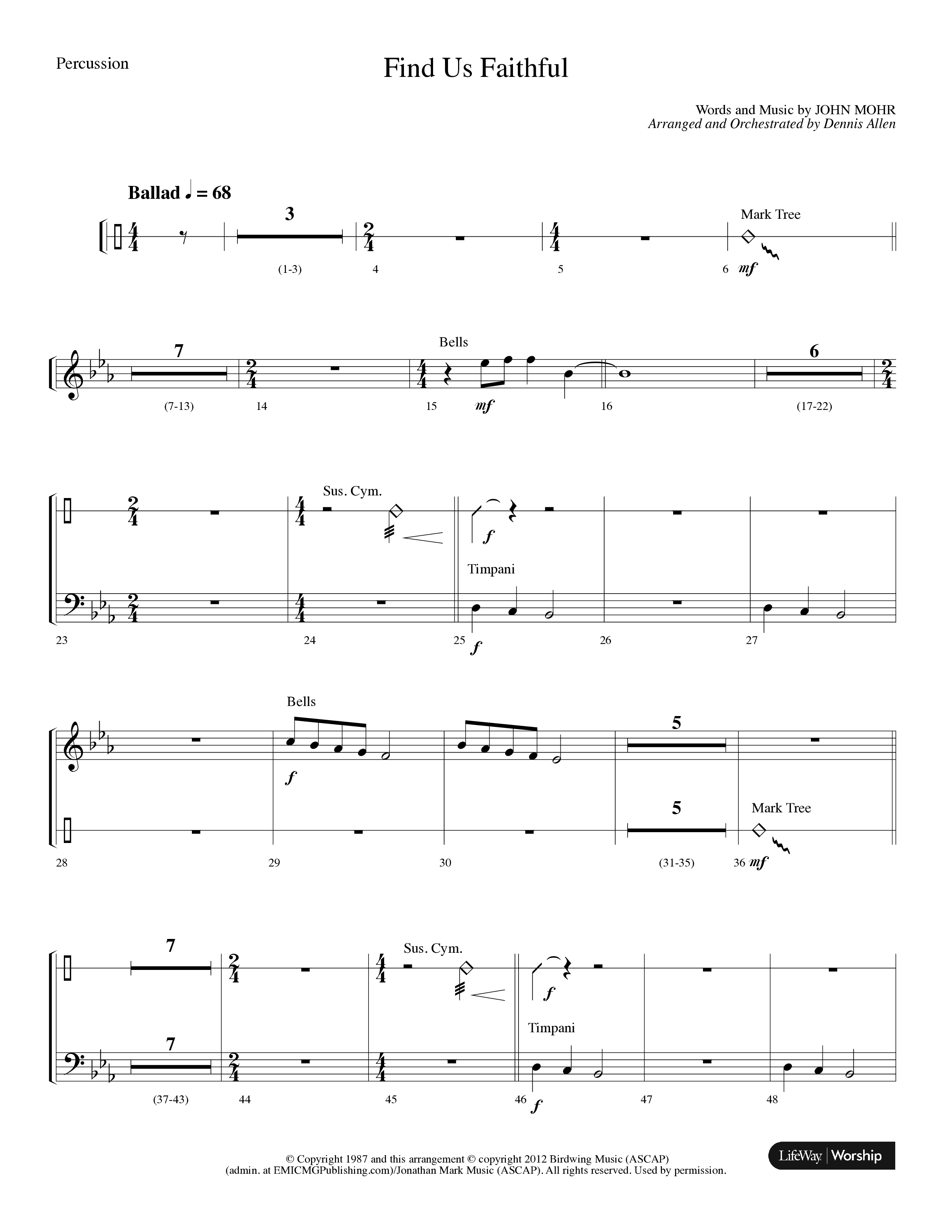 Find Us Faithful (Choral Anthem SATB) Percussion (Lifeway Choral / Arr. Dennis Allen)