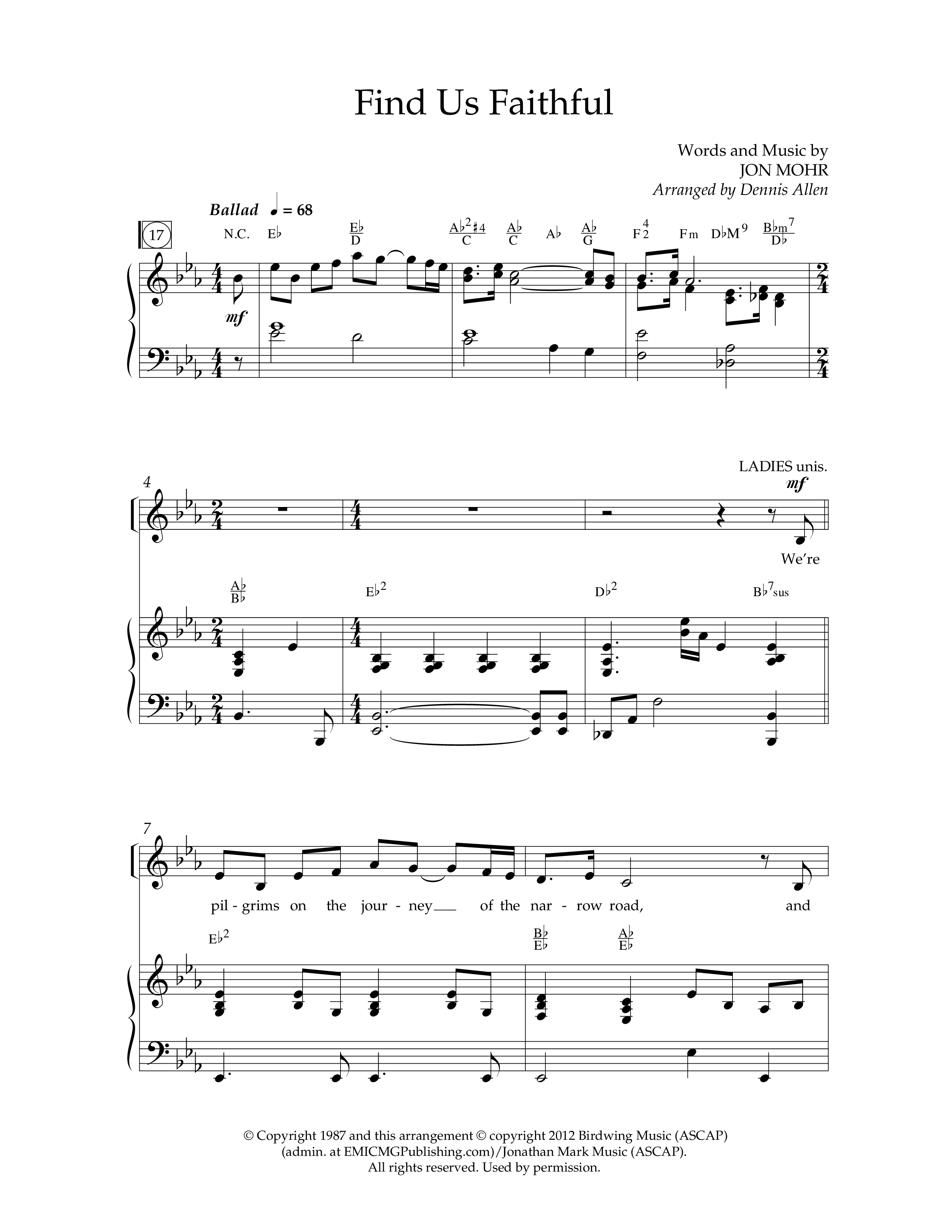 Find Us Faithful (Choral Anthem SATB) Anthem (SATB/Piano) (Lifeway Choral / Arr. Dennis Allen)