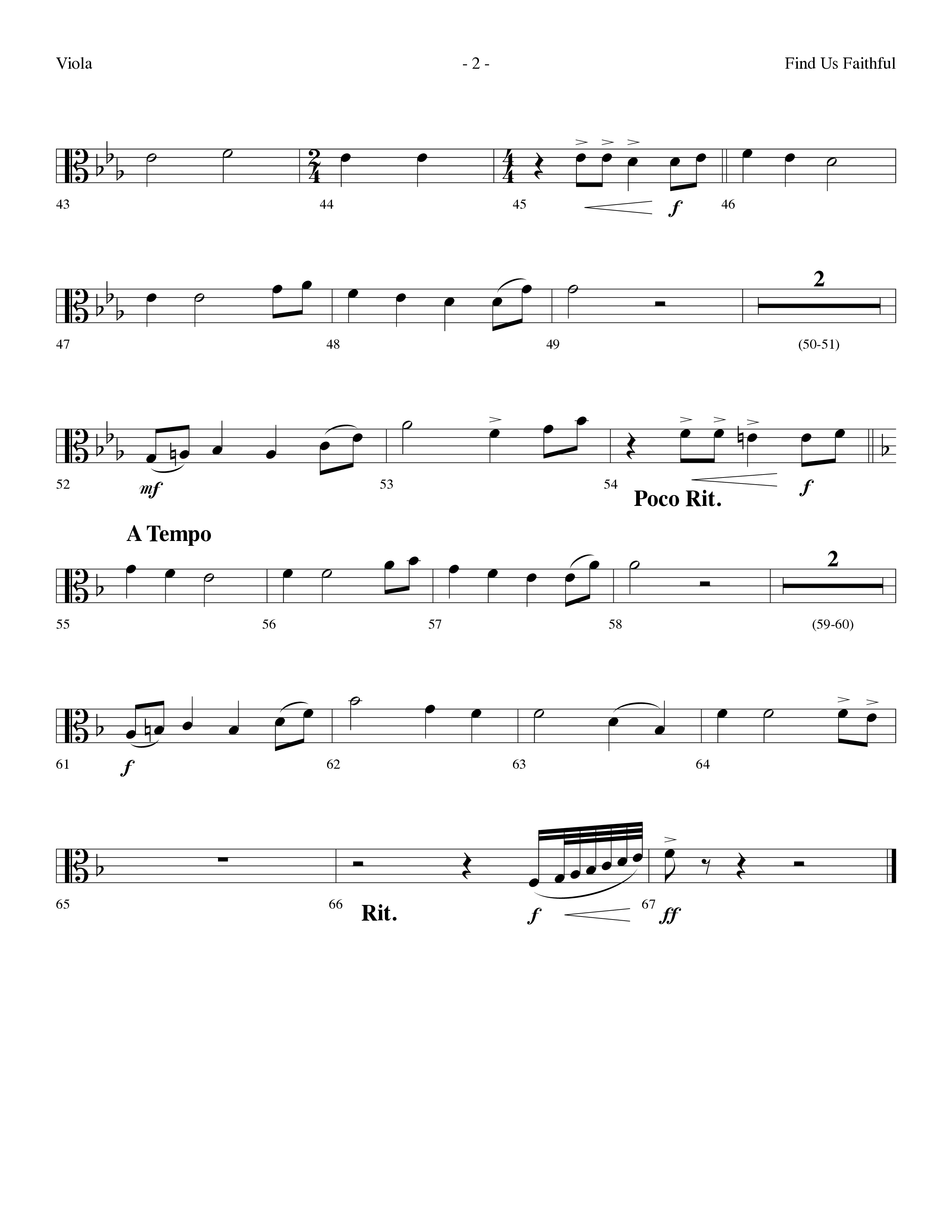 Find Us Faithful (Choral Anthem SATB) Viola (Lifeway Choral / Arr. Dennis Allen)