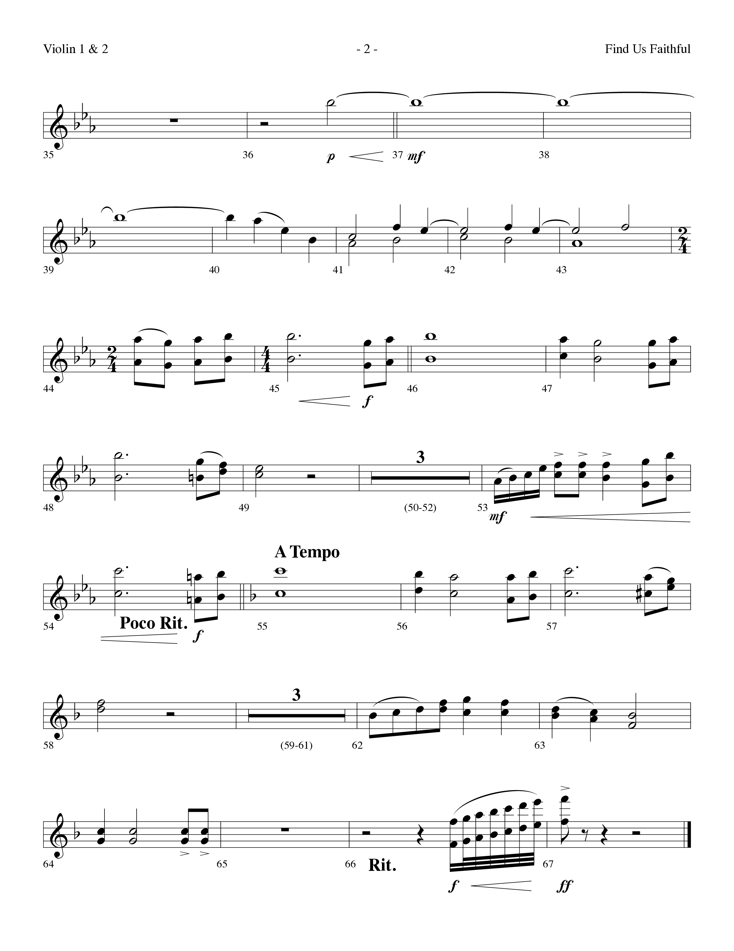 Find Us Faithful (Choral Anthem SATB) Violin 1/2 (Lifeway Choral / Arr. Dennis Allen)