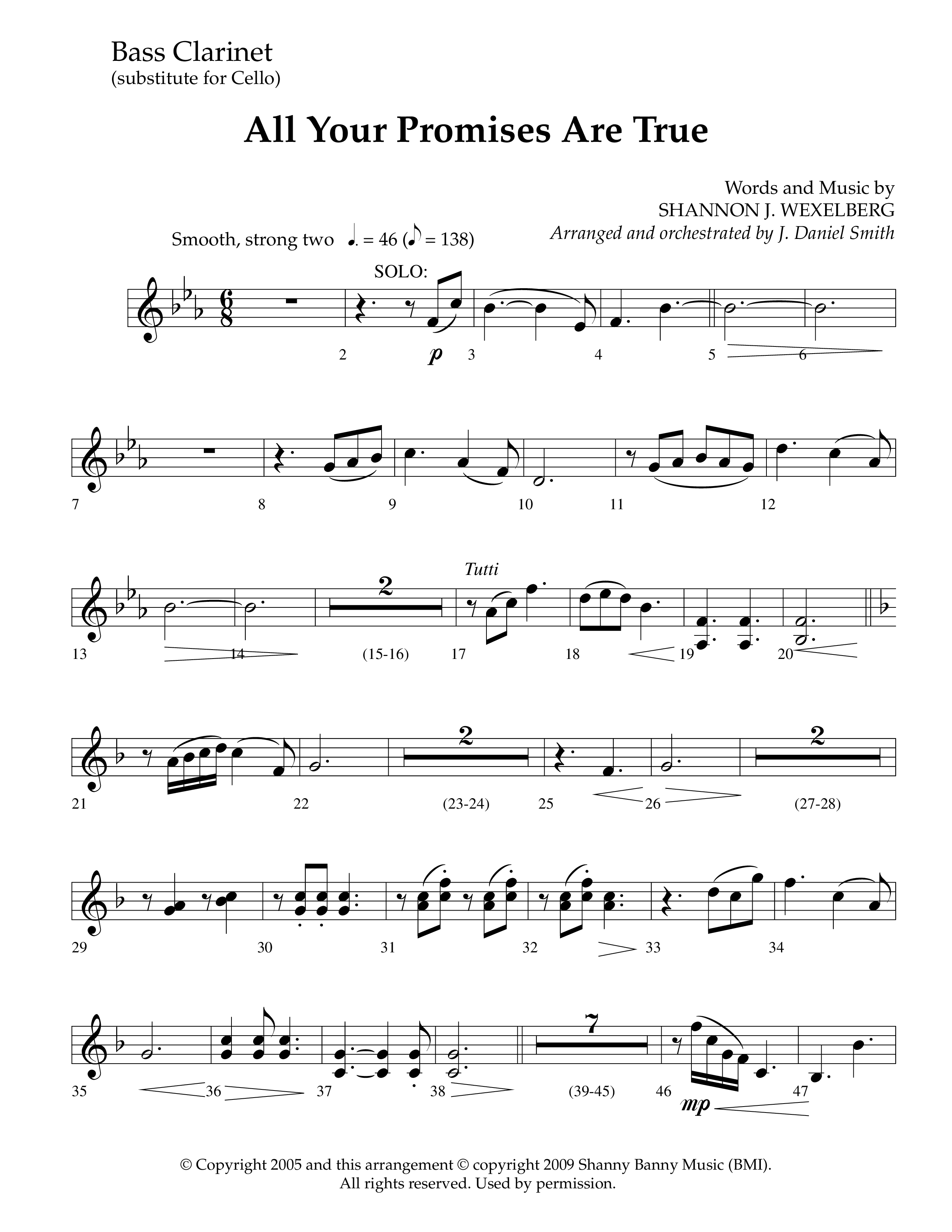 All Your Promises Are True (Choral Anthem SATB) Bass Clarinet (Lifeway Choral / Arr. J. Daniel Smith)