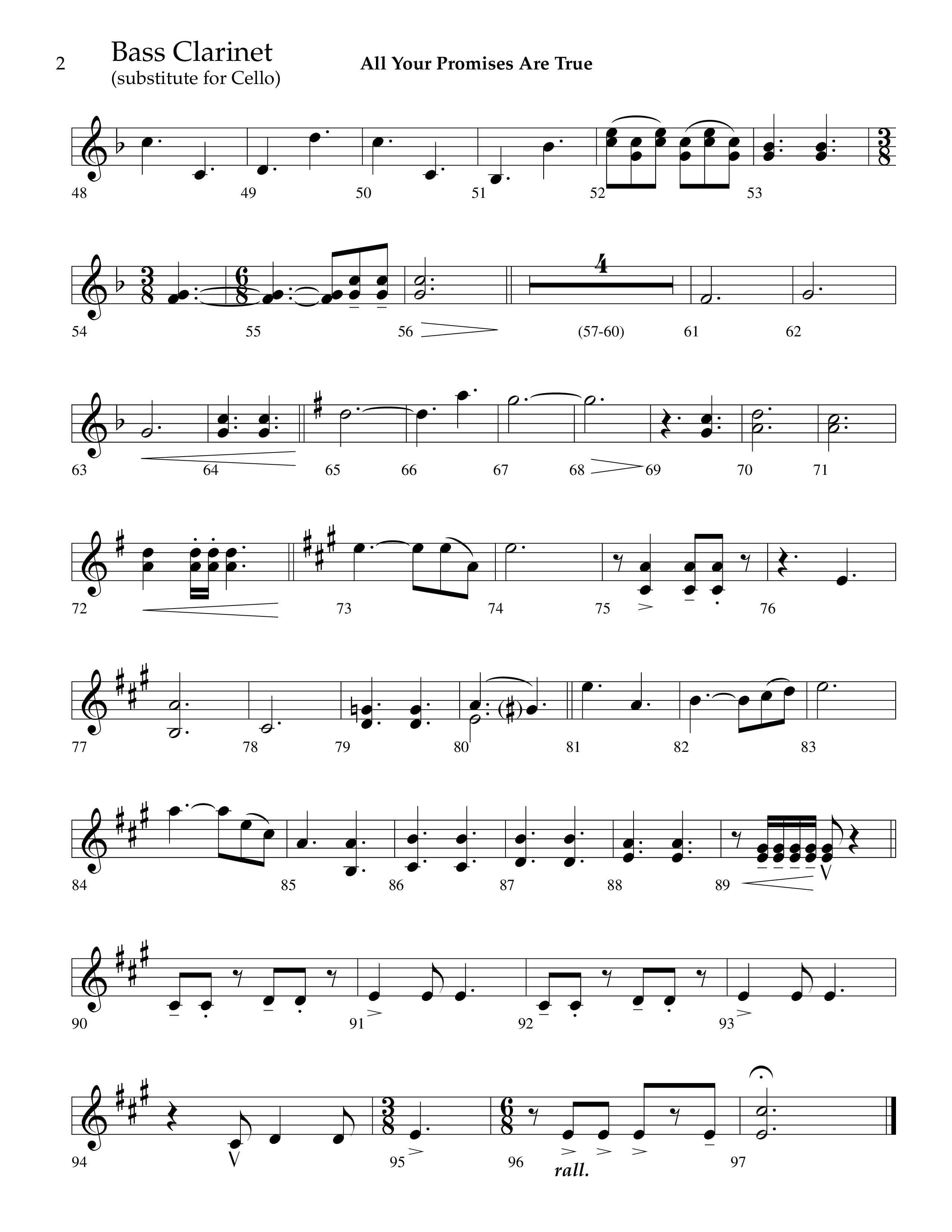 All Your Promises Are True (Choral Anthem SATB) Bass Clarinet (Lifeway Choral / Arr. J. Daniel Smith)