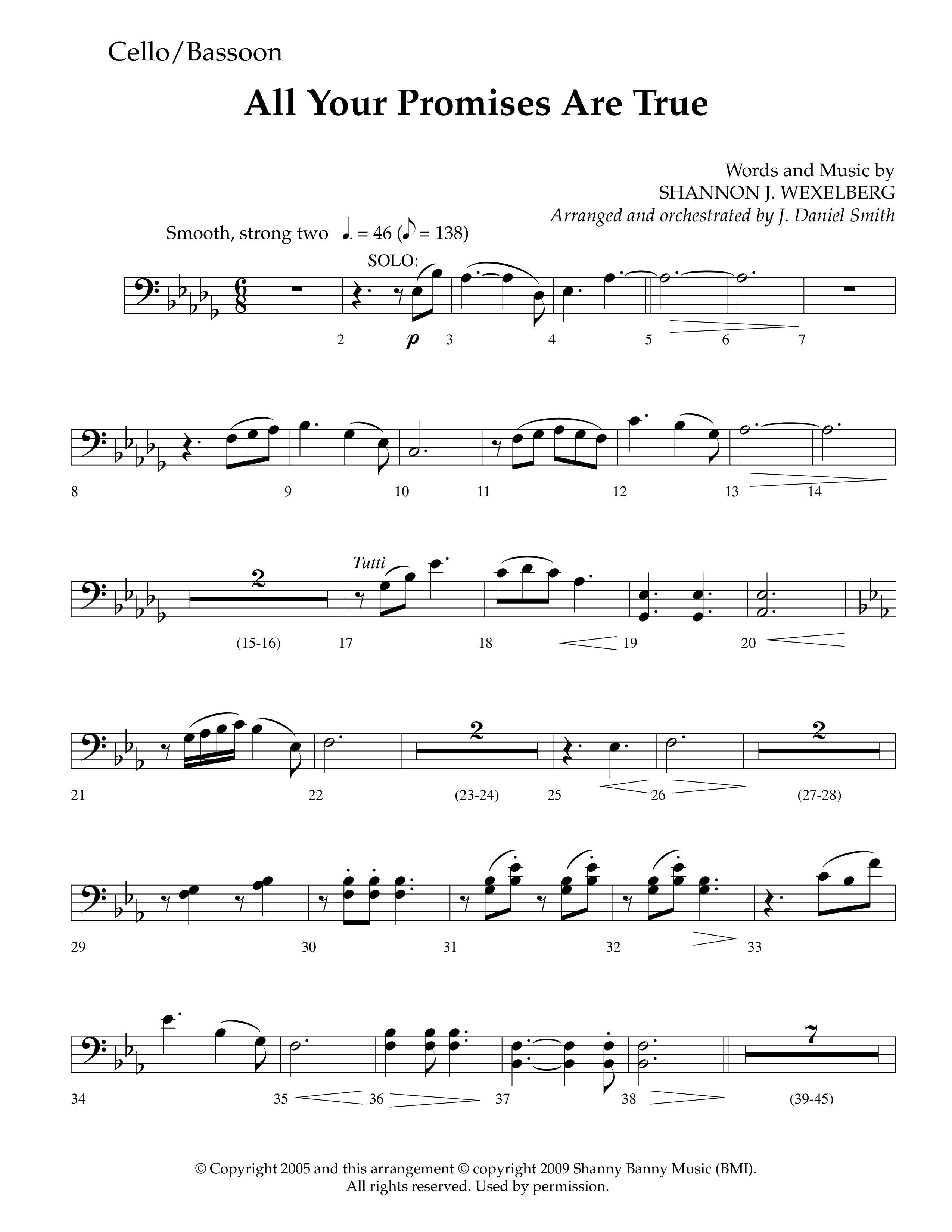 All Your Promises Are True (Choral Anthem SATB) Cello (Lifeway Choral / Arr. J. Daniel Smith)