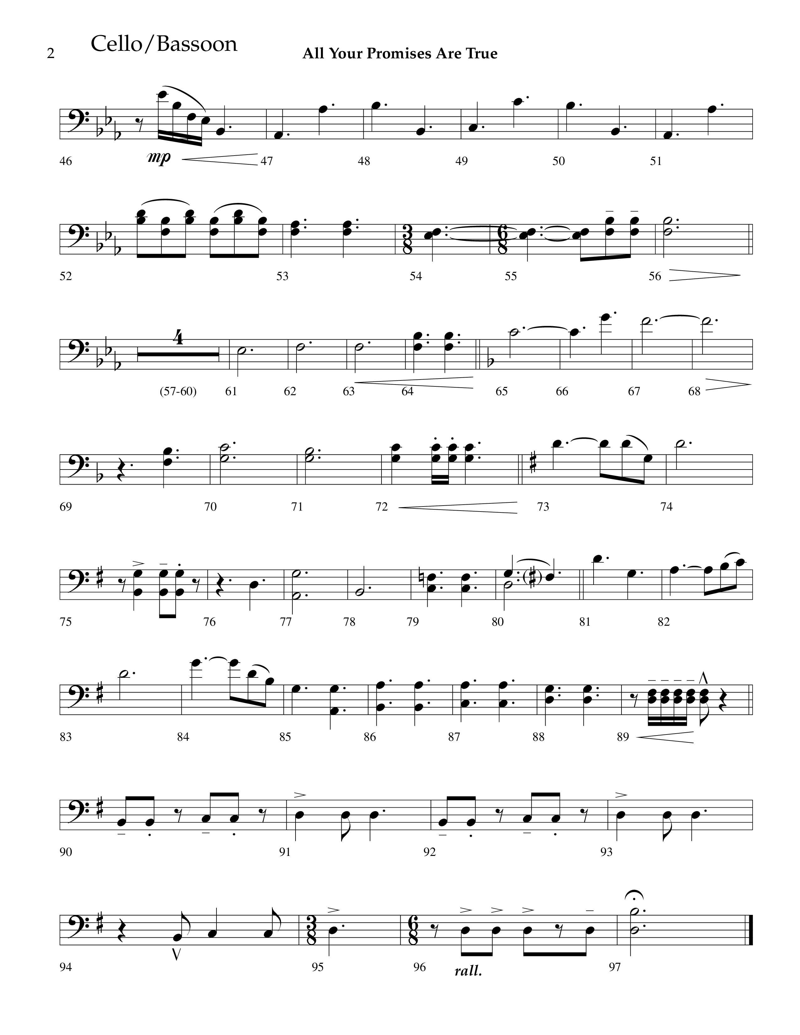 All Your Promises Are True (Choral Anthem SATB) Cello (Lifeway Choral / Arr. J. Daniel Smith)