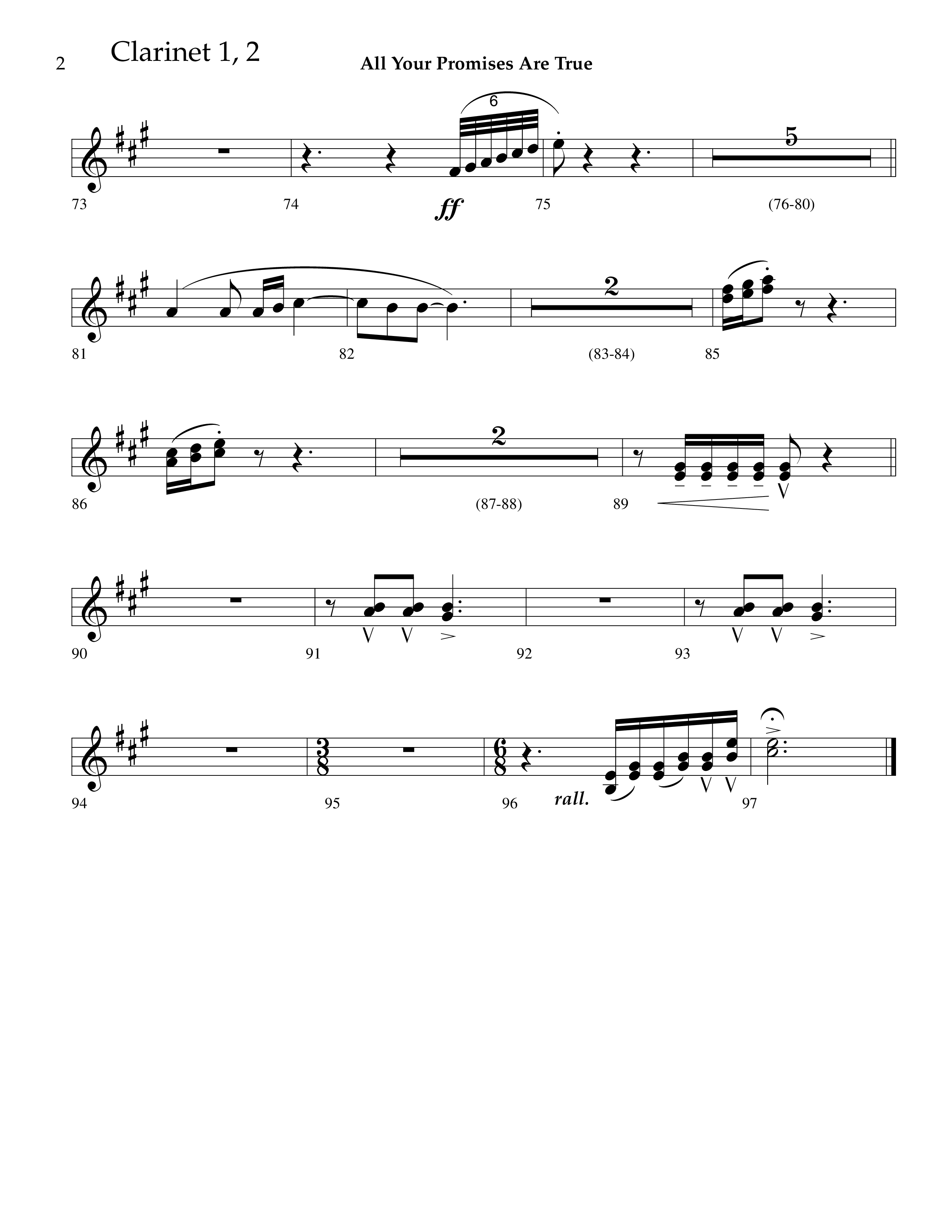All Your Promises Are True (Choral Anthem SATB) Clarinet 1/2 (Lifeway Choral / Arr. J. Daniel Smith)