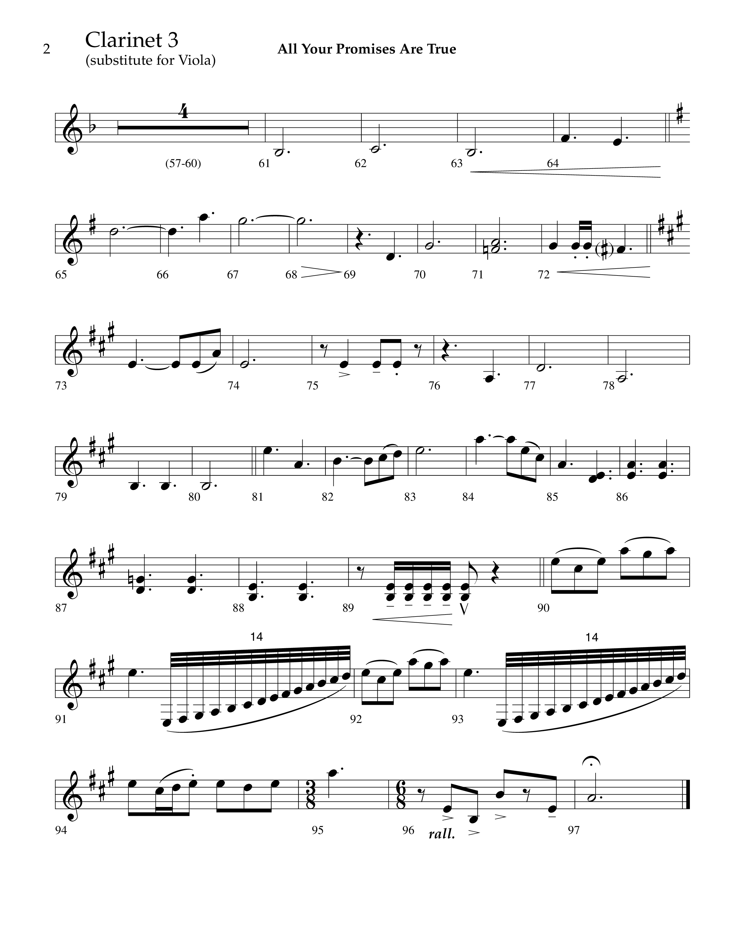 All Your Promises Are True (Choral Anthem SATB) Clarinet 3 (Lifeway Choral / Arr. J. Daniel Smith)