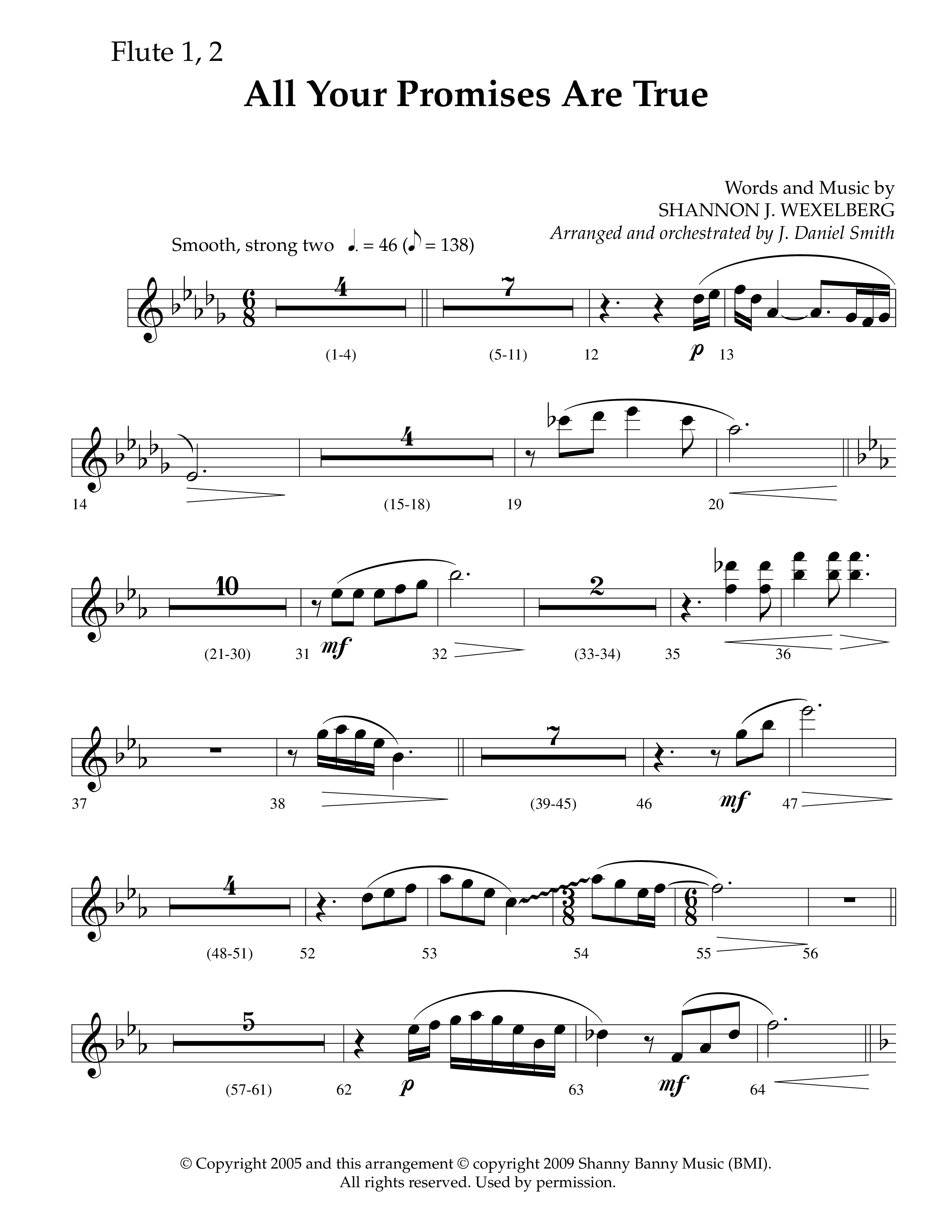 All Your Promises Are True (Choral Anthem SATB) Flute 1/2 (Lifeway Choral / Arr. J. Daniel Smith)