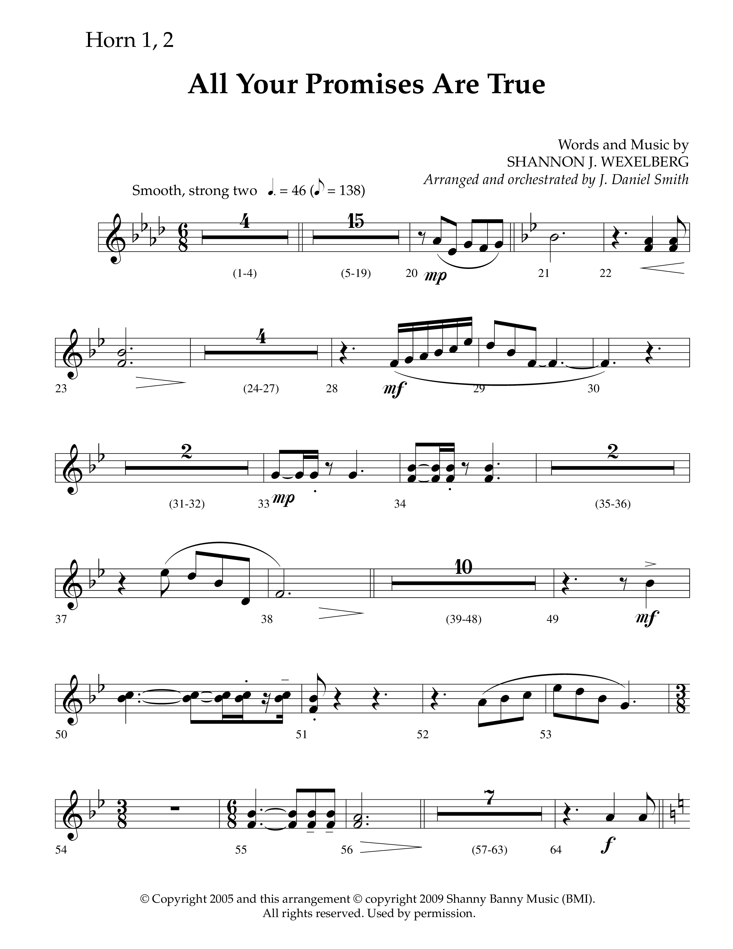 All Your Promises Are True (Choral Anthem SATB) French Horn 1/2 (Lifeway Choral / Arr. J. Daniel Smith)
