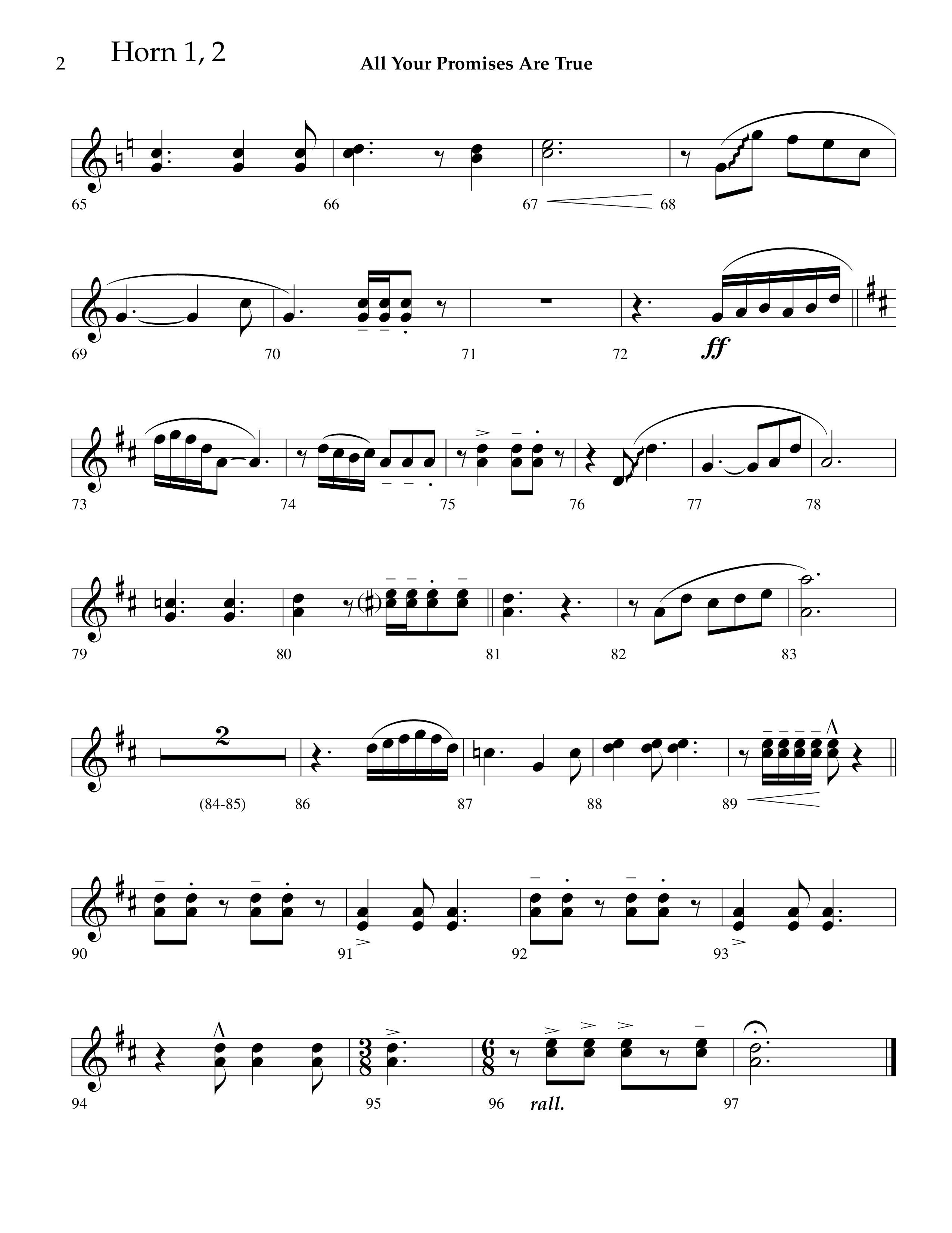 All Your Promises Are True (Choral Anthem SATB) French Horn 1/2 (Lifeway Choral / Arr. J. Daniel Smith)