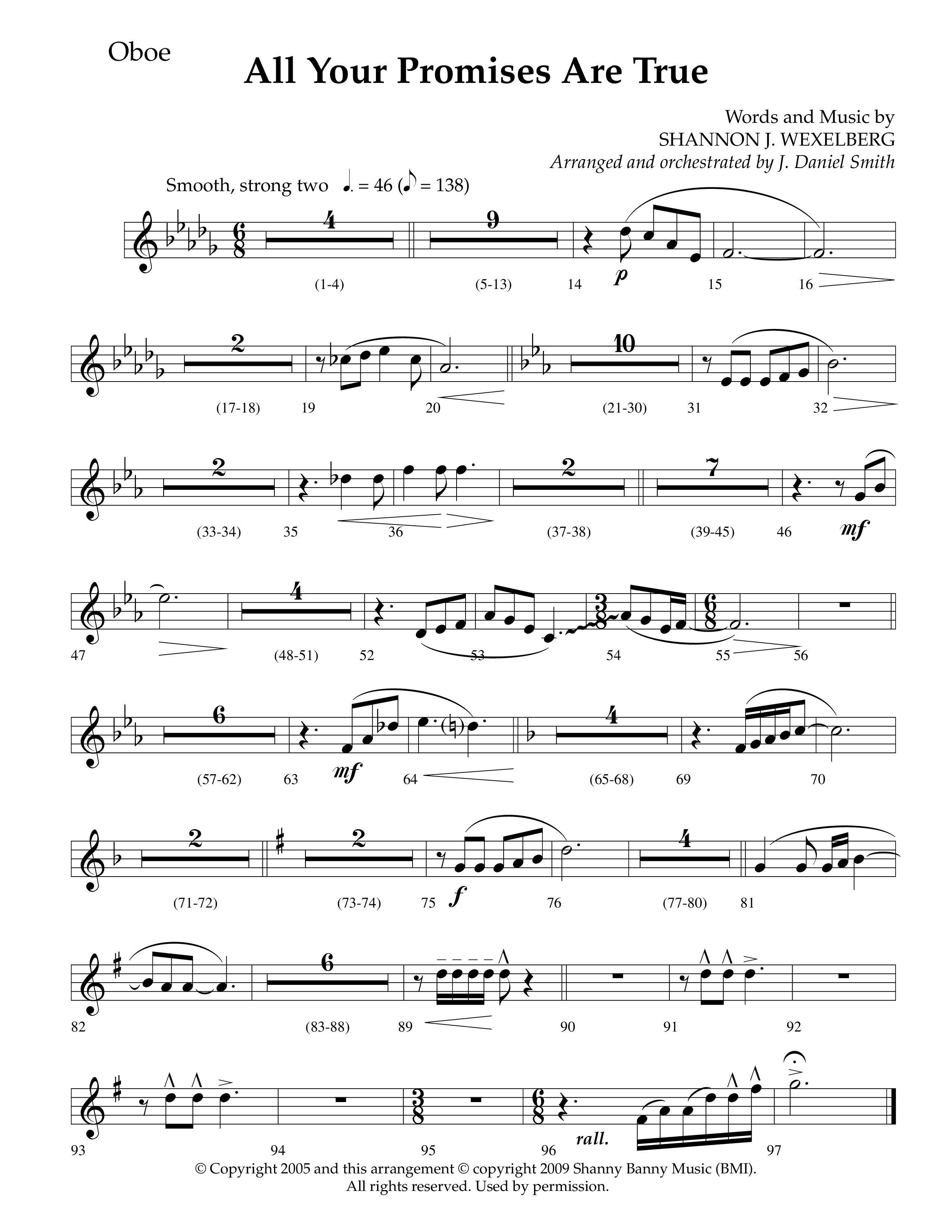 All Your Promises Are True (Choral Anthem SATB) Oboe (Lifeway Choral / Arr. J. Daniel Smith)