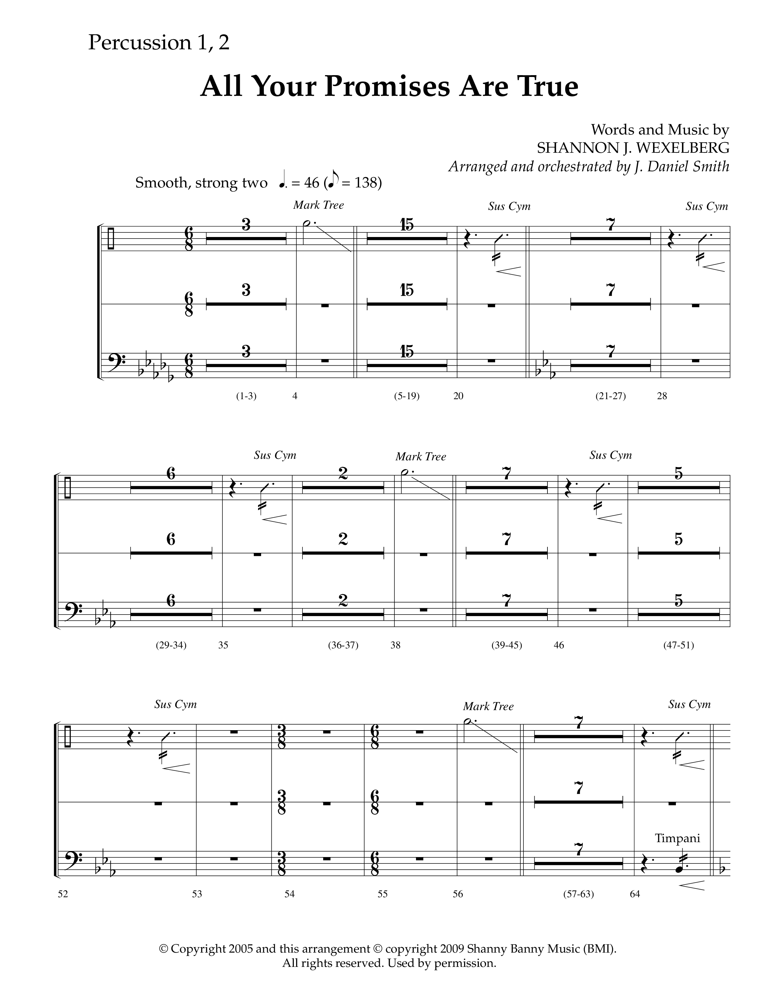 All Your Promises Are True (Choral Anthem SATB) Percussion 1/2 (Lifeway Choral / Arr. J. Daniel Smith)