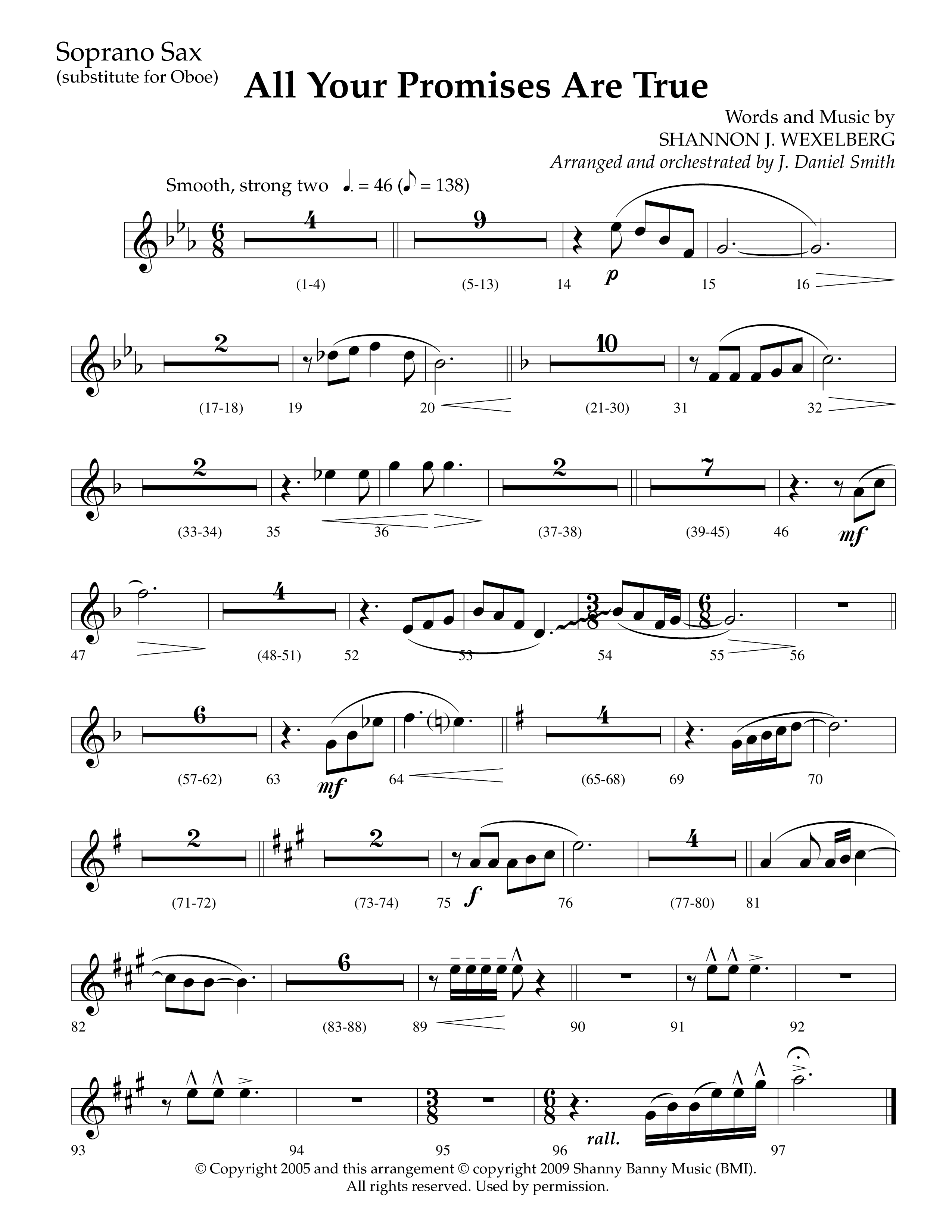All Your Promises Are True (Choral Anthem SATB) Soprano Sax (Lifeway Choral / Arr. J. Daniel Smith)