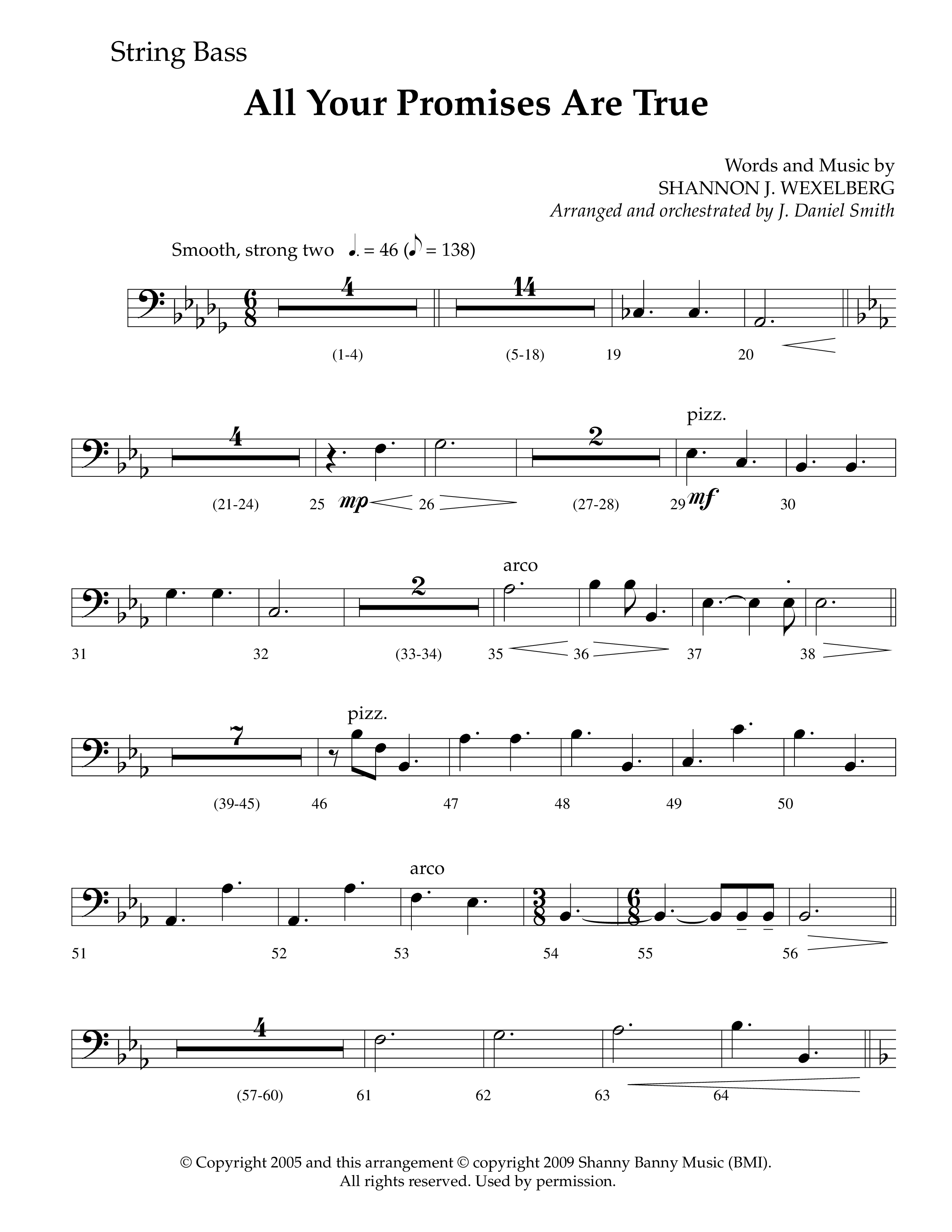 All Your Promises Are True (Choral Anthem SATB) String Bass (Lifeway Choral / Arr. J. Daniel Smith)