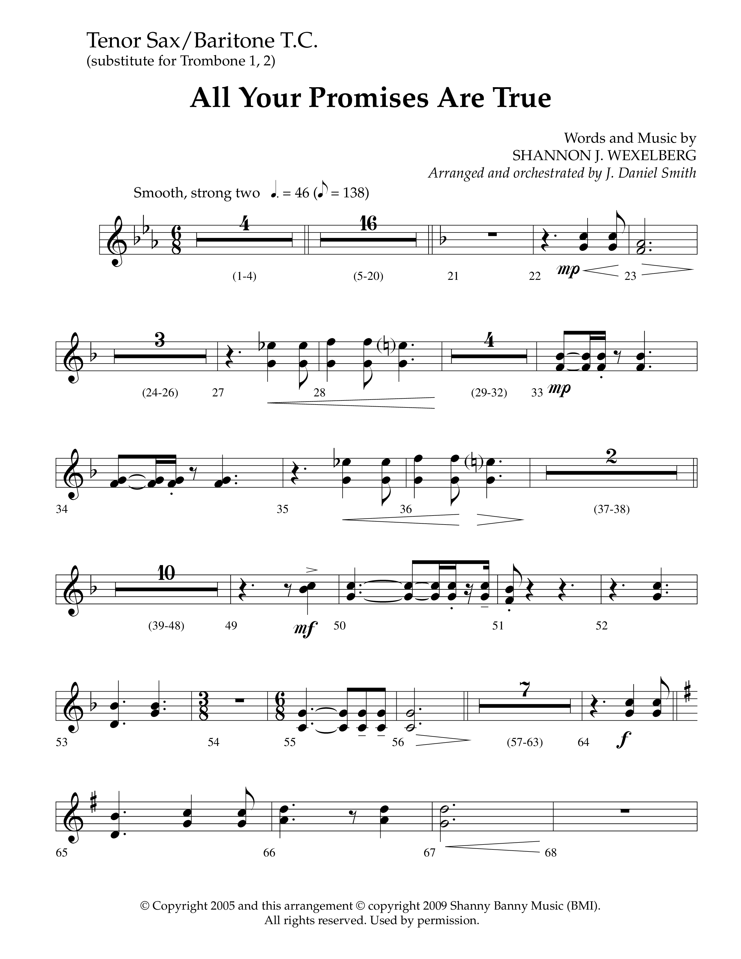 All Your Promises Are True (Choral Anthem SATB) Tenor Sax/Baritone T.C. (Lifeway Choral / Arr. J. Daniel Smith)