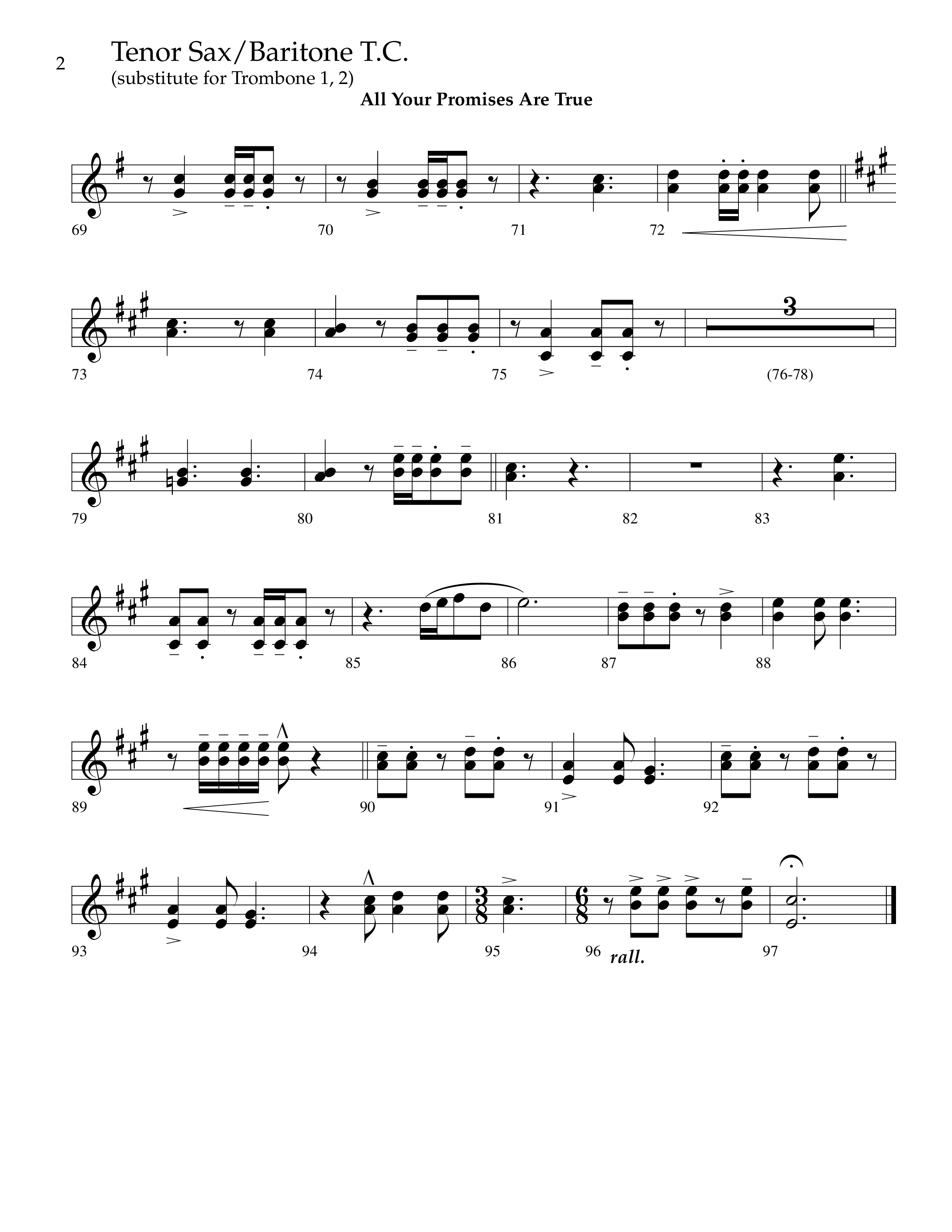 All Your Promises Are True (Choral Anthem SATB) Tenor Sax/Baritone T.C. (Lifeway Choral / Arr. J. Daniel Smith)