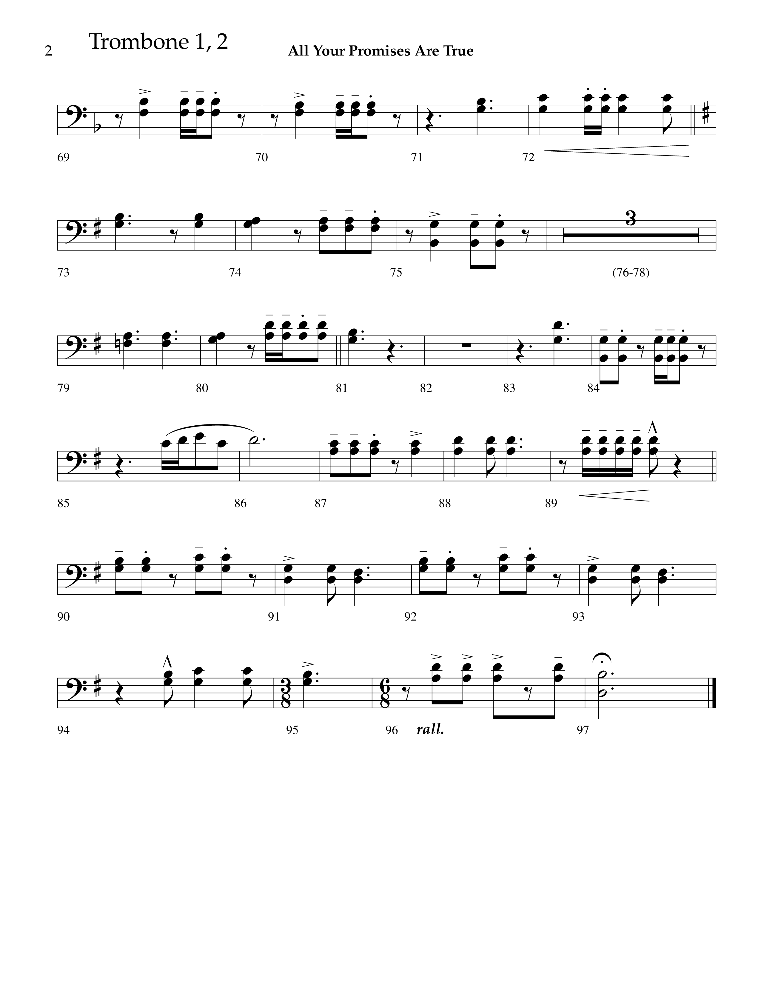 All Your Promises Are True (Choral Anthem SATB) Trombone 1/2 (Lifeway Choral / Arr. J. Daniel Smith)