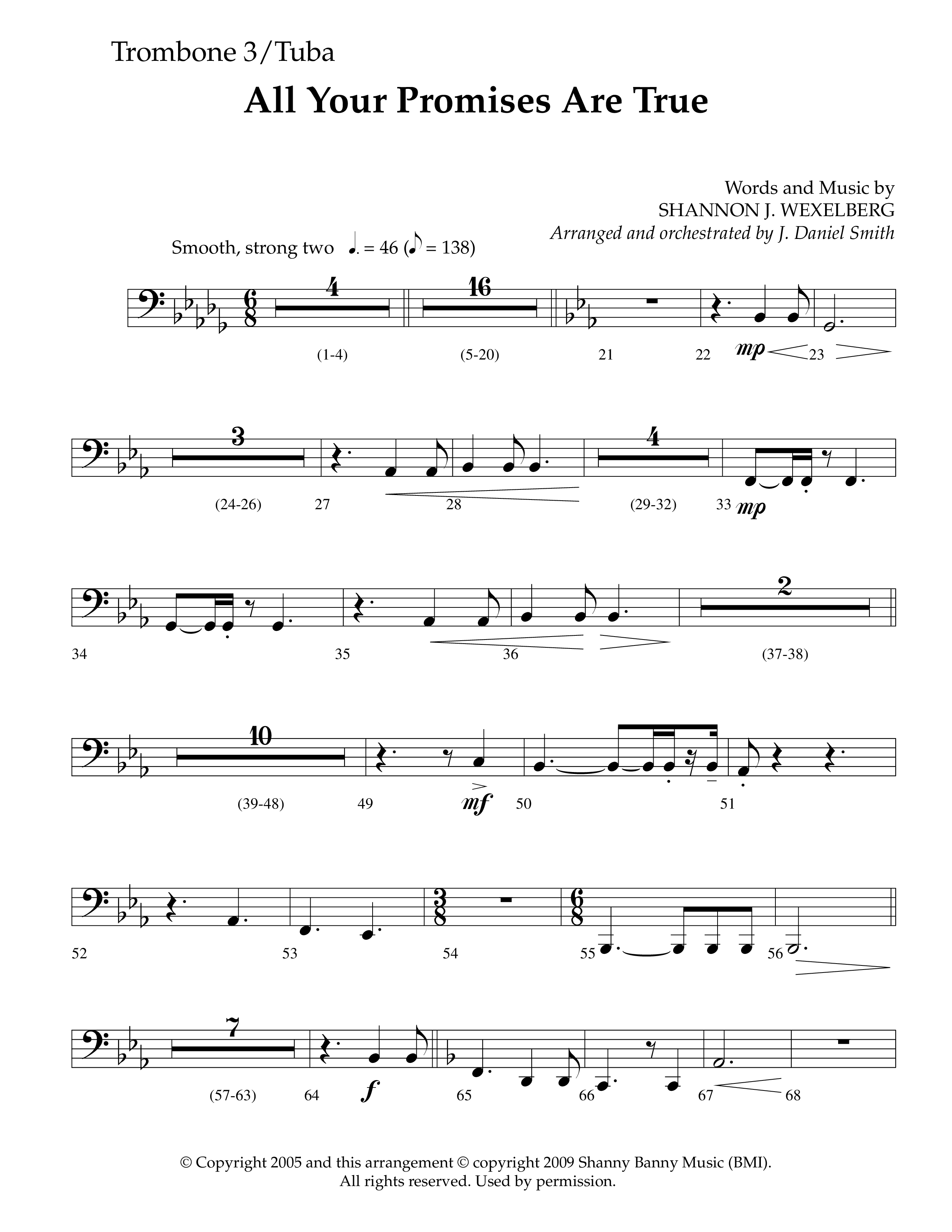 All Your Promises Are True (Choral Anthem SATB) Trombone 3/Tuba (Lifeway Choral / Arr. J. Daniel Smith)