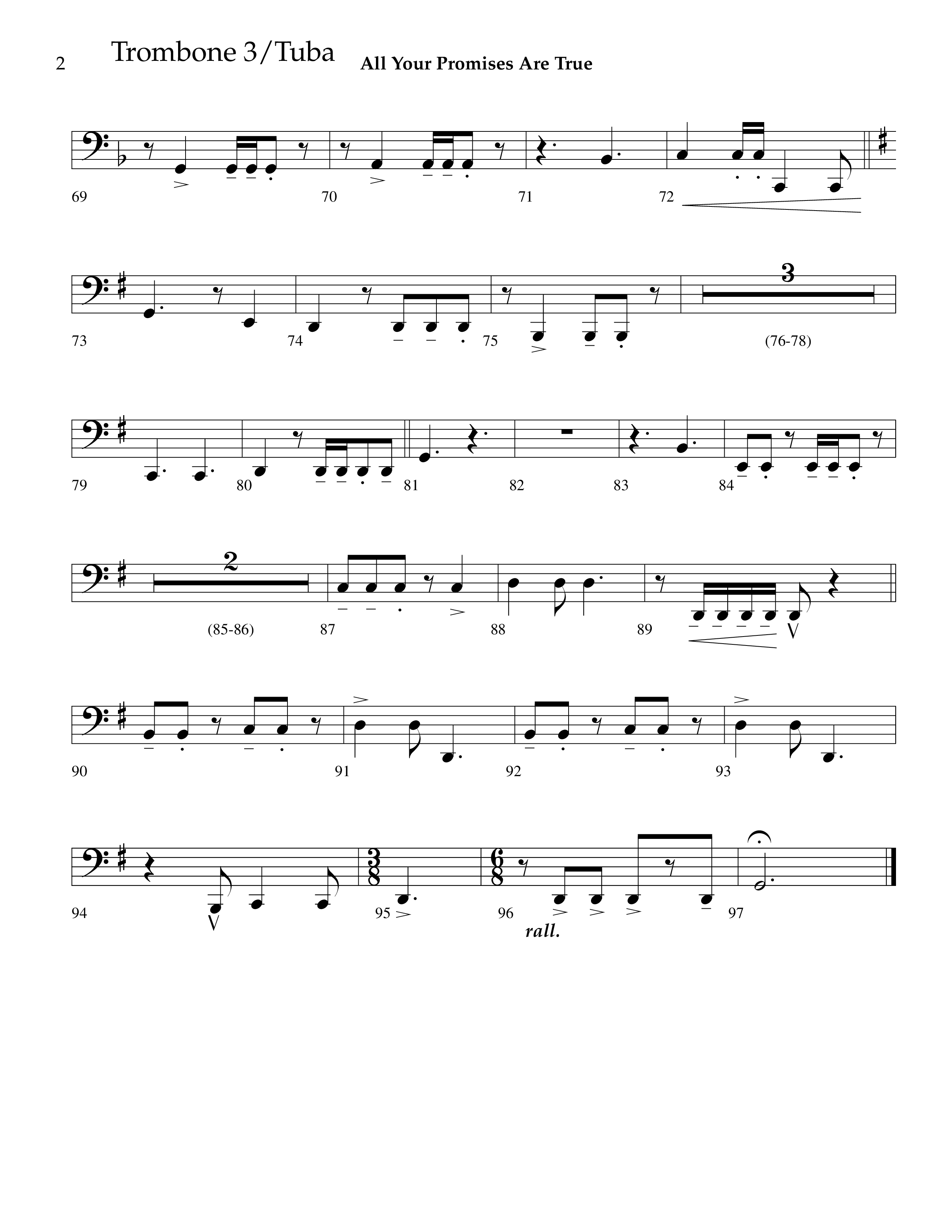 All Your Promises Are True (Choral Anthem SATB) Trombone 3/Tuba (Lifeway Choral / Arr. J. Daniel Smith)
