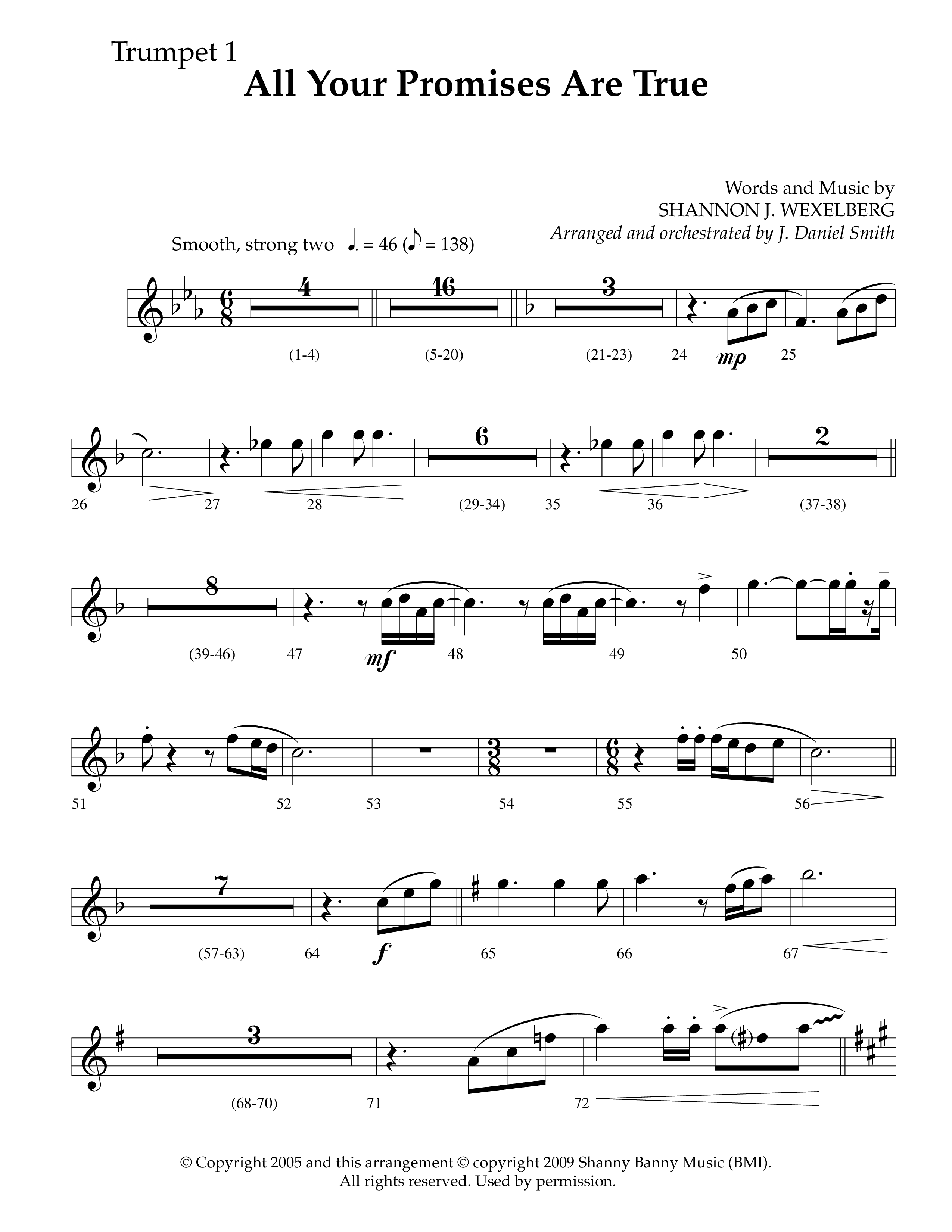 All Your Promises Are True (Choral Anthem SATB) Trumpet 1 (Lifeway Choral / Arr. J. Daniel Smith)