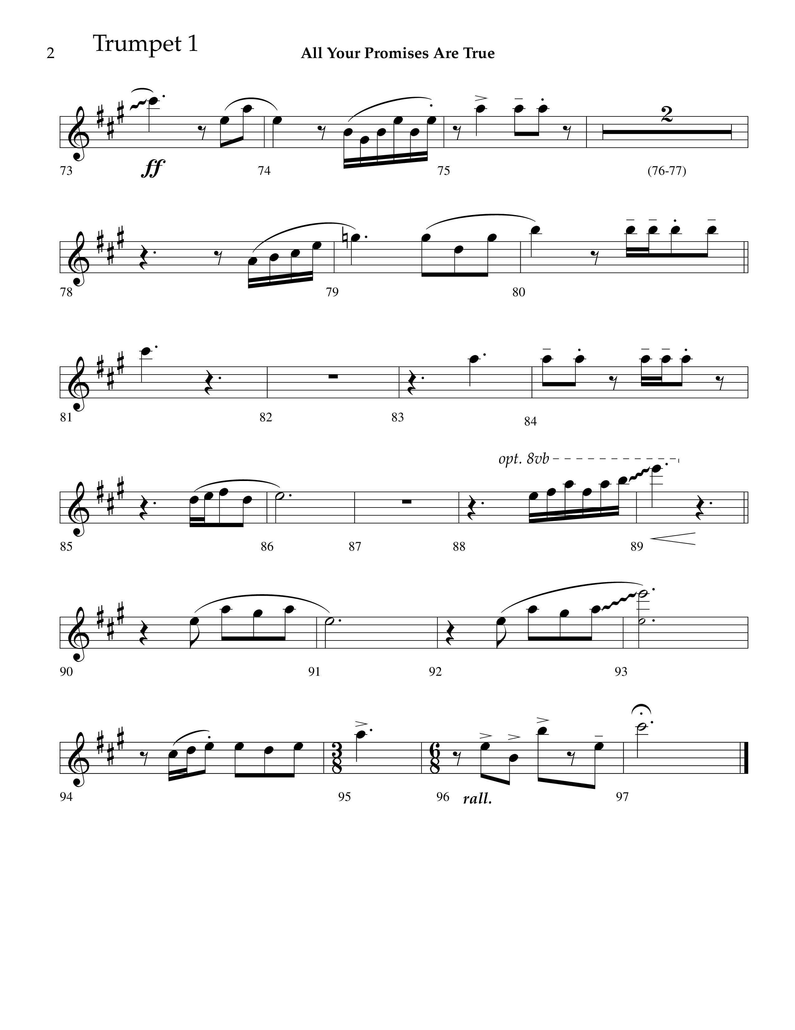 All Your Promises Are True (Choral Anthem SATB) Trumpet 1 (Lifeway Choral / Arr. J. Daniel Smith)