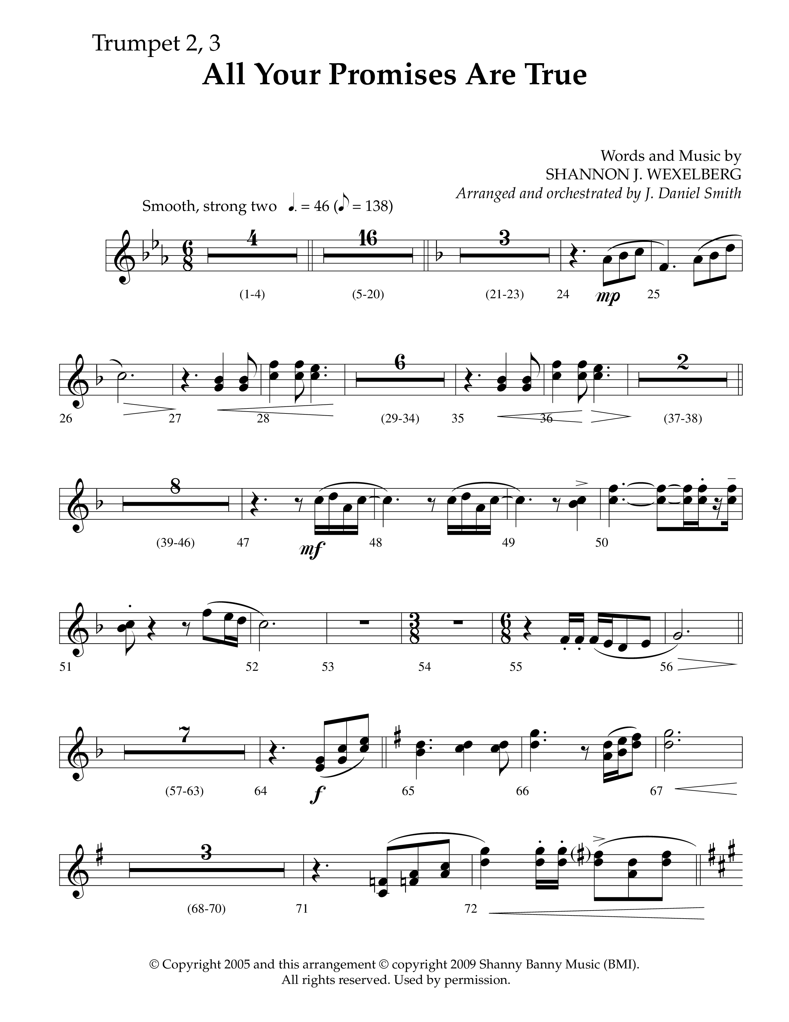 All Your Promises Are True (Choral Anthem SATB) Trumpet 2/3 (Lifeway Choral / Arr. J. Daniel Smith)