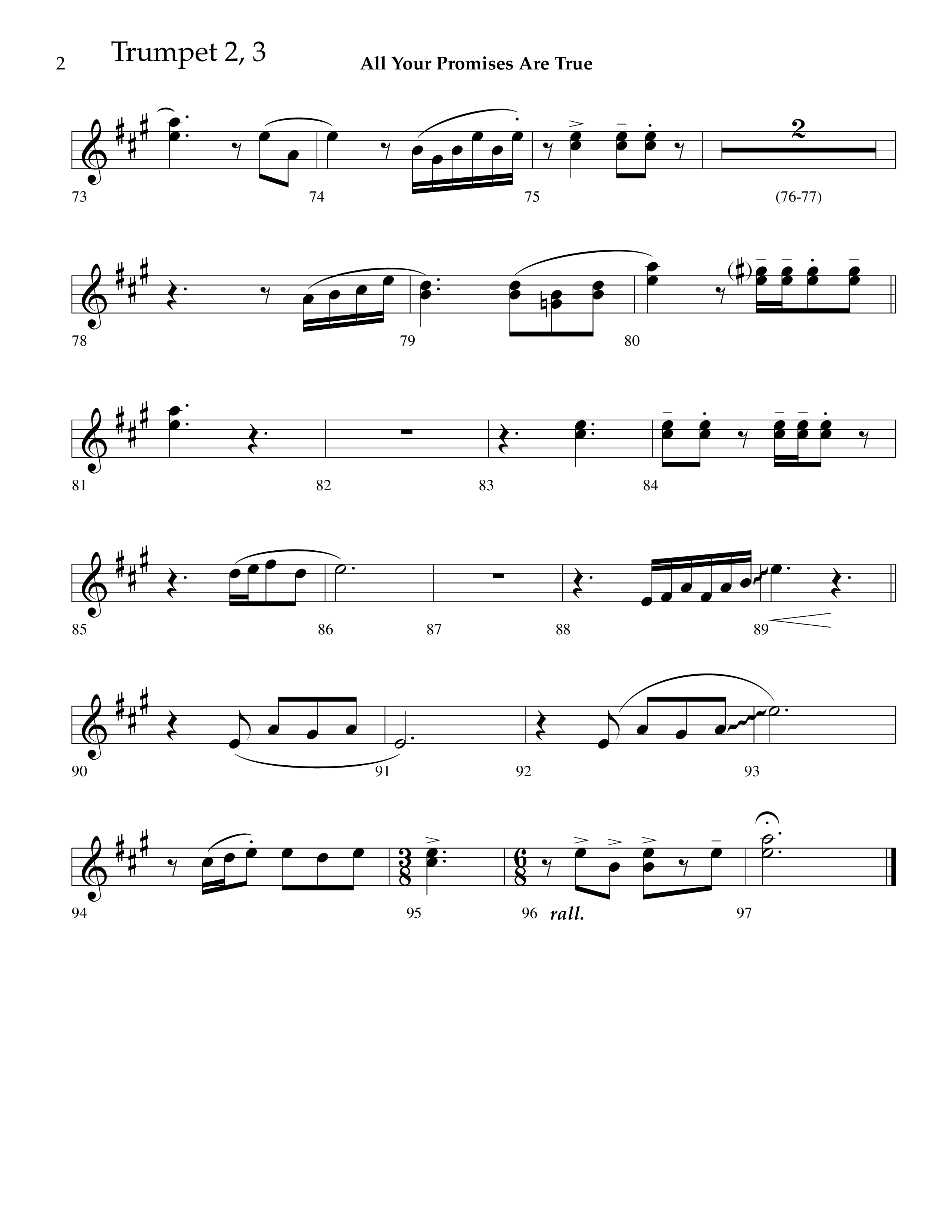 All Your Promises Are True (Choral Anthem SATB) Trumpet 2/3 (Lifeway Choral / Arr. J. Daniel Smith)