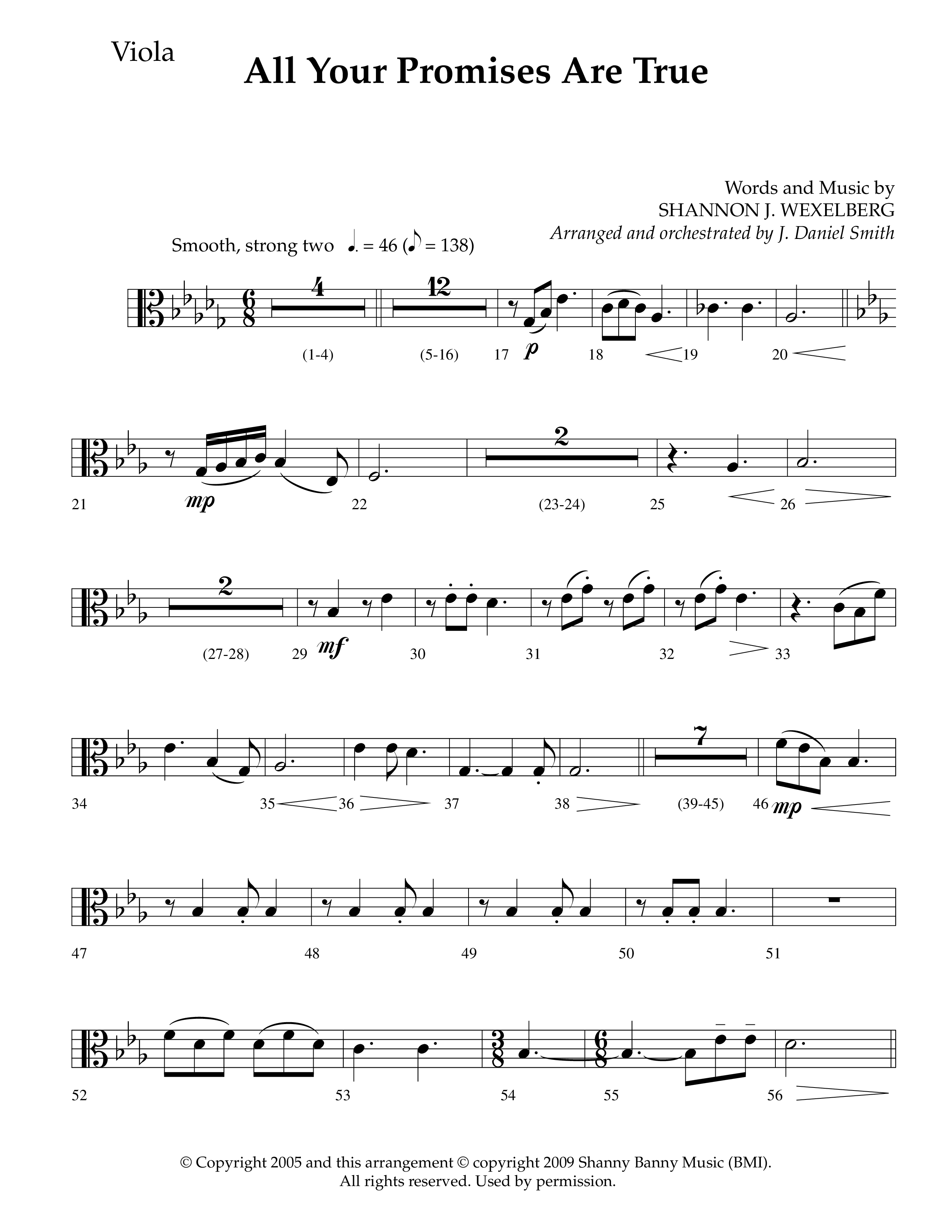 All Your Promises Are True (Choral Anthem SATB) Viola (Lifeway Choral / Arr. J. Daniel Smith)