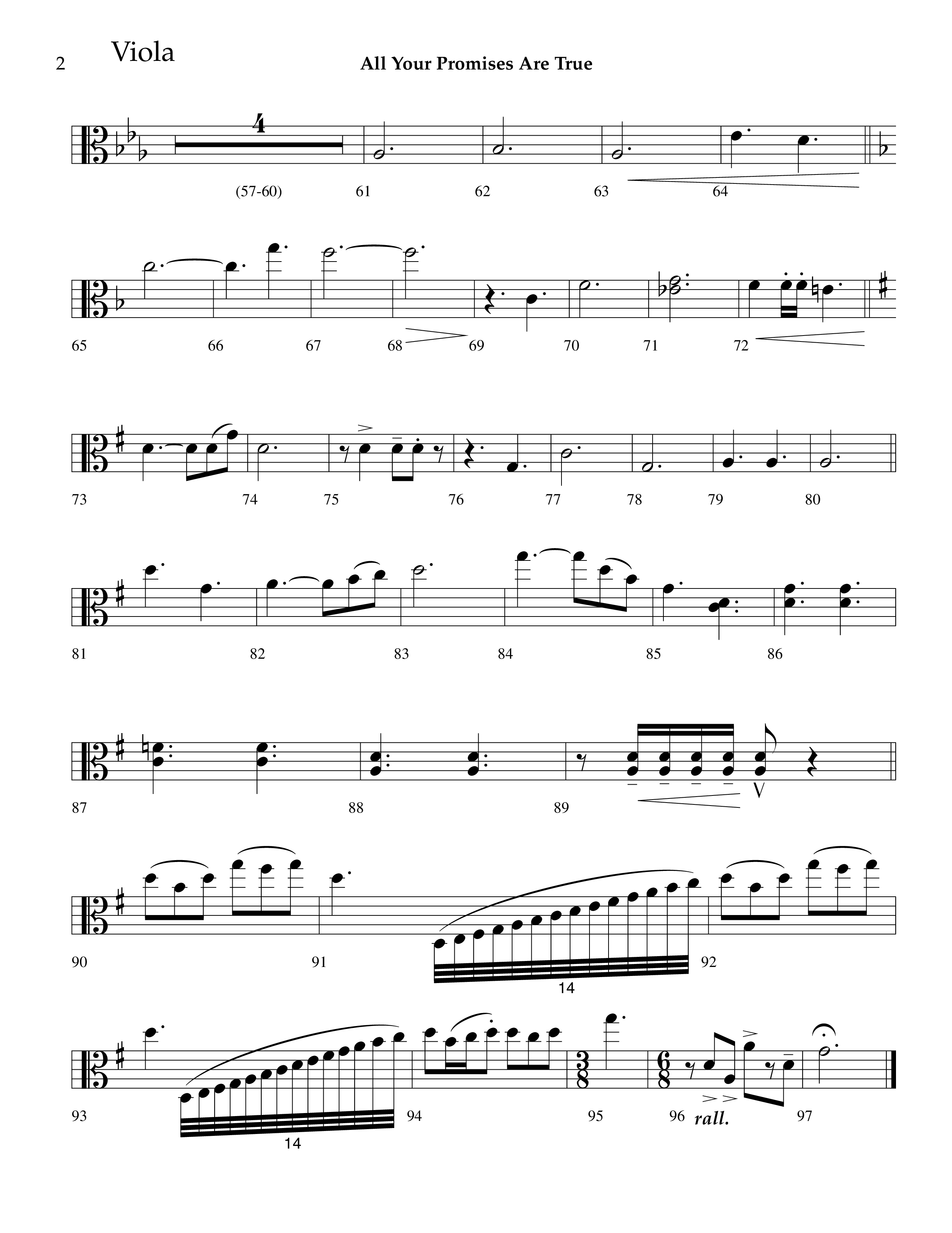 All Your Promises Are True (Choral Anthem SATB) Viola (Lifeway Choral / Arr. J. Daniel Smith)